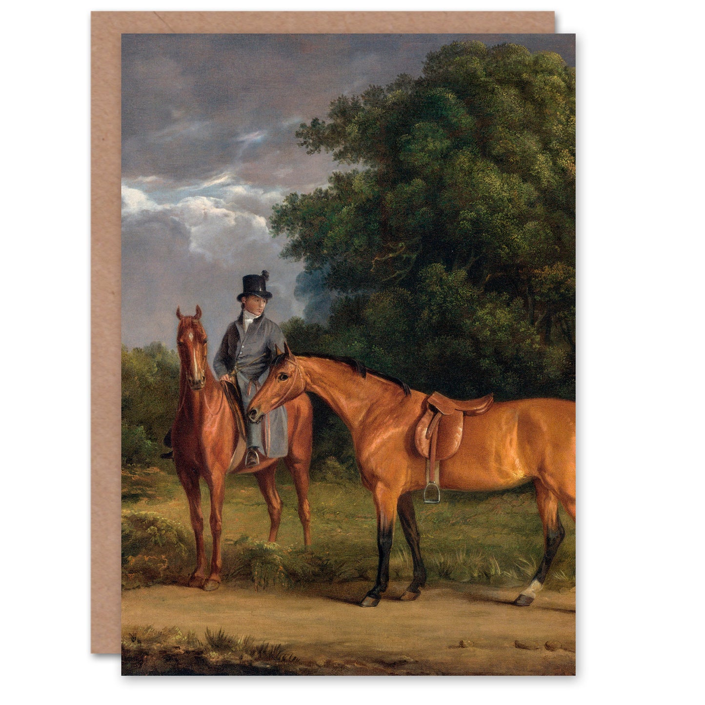 J L Agasse Art Card Groom Mounted On A Chestnut Hunter Horse
