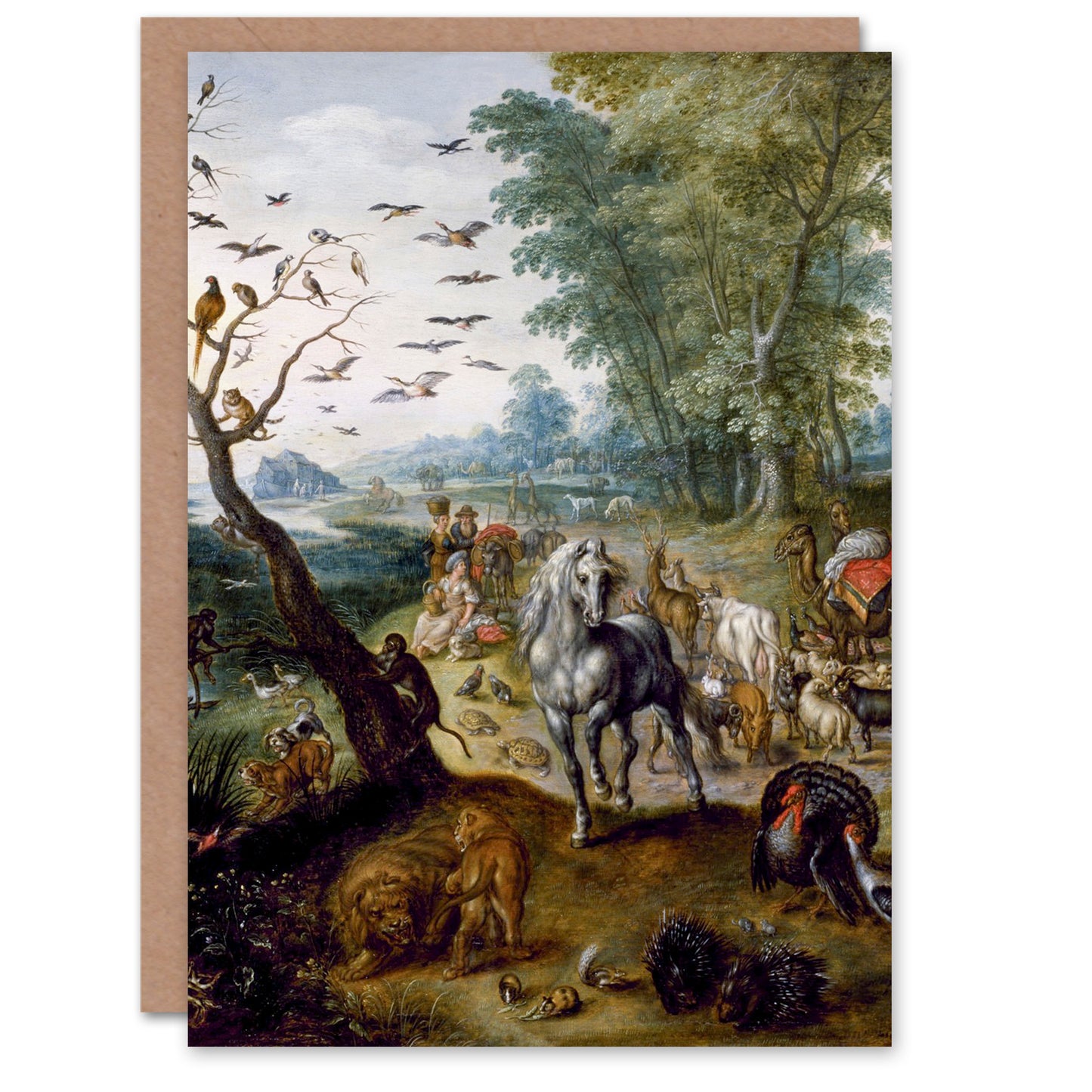 Jan Van Kessel Art Card Painting Detail Noah's Family and Animals