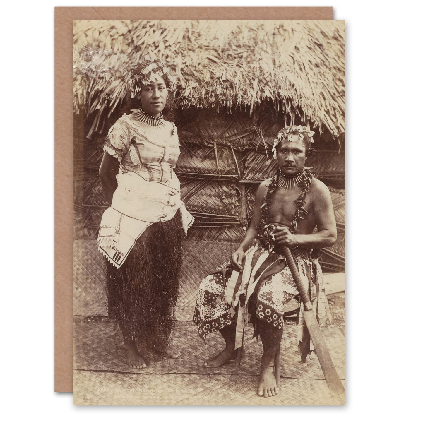 Burton Brothers Samoan Chief Justice and His Wife Art Greeting Card