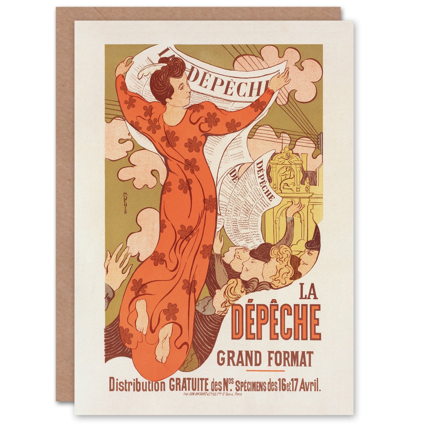 Maurice Denis La Depeche de Toulouse Vintage Advert Art Greeting Card