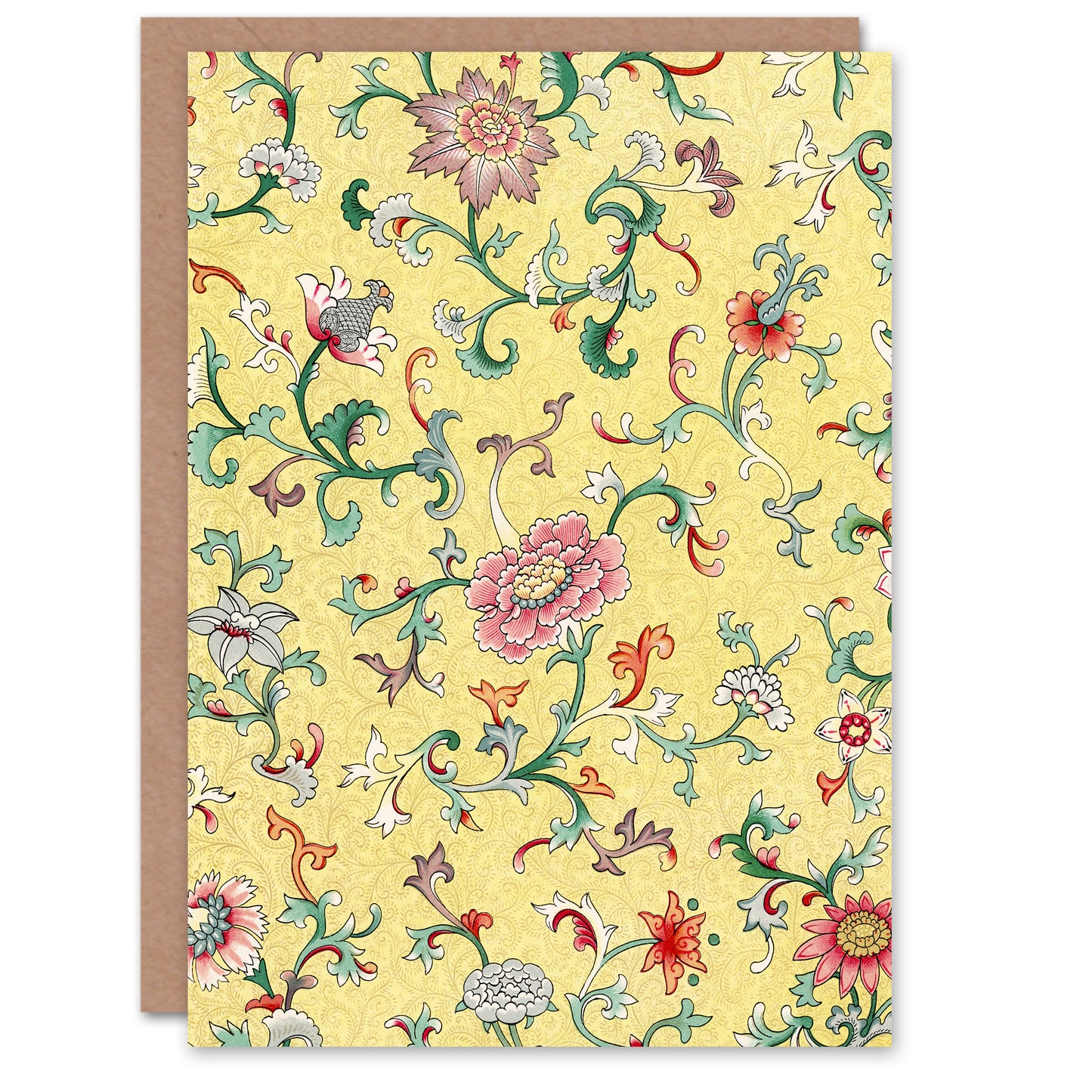 Owen Jones Vintage Chinese Flower Pattern Art Greeting Card