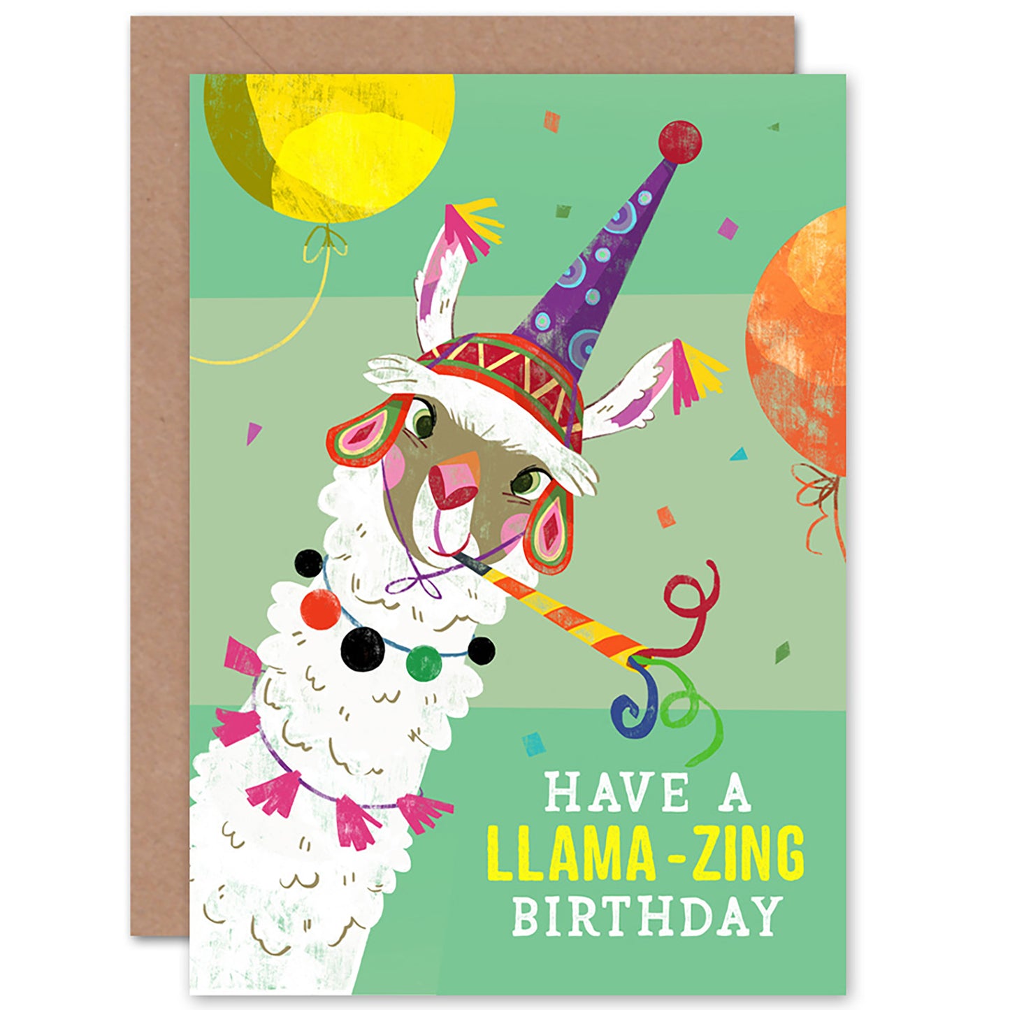 Llamazing Pun Party Llama Balloons Birthday Card