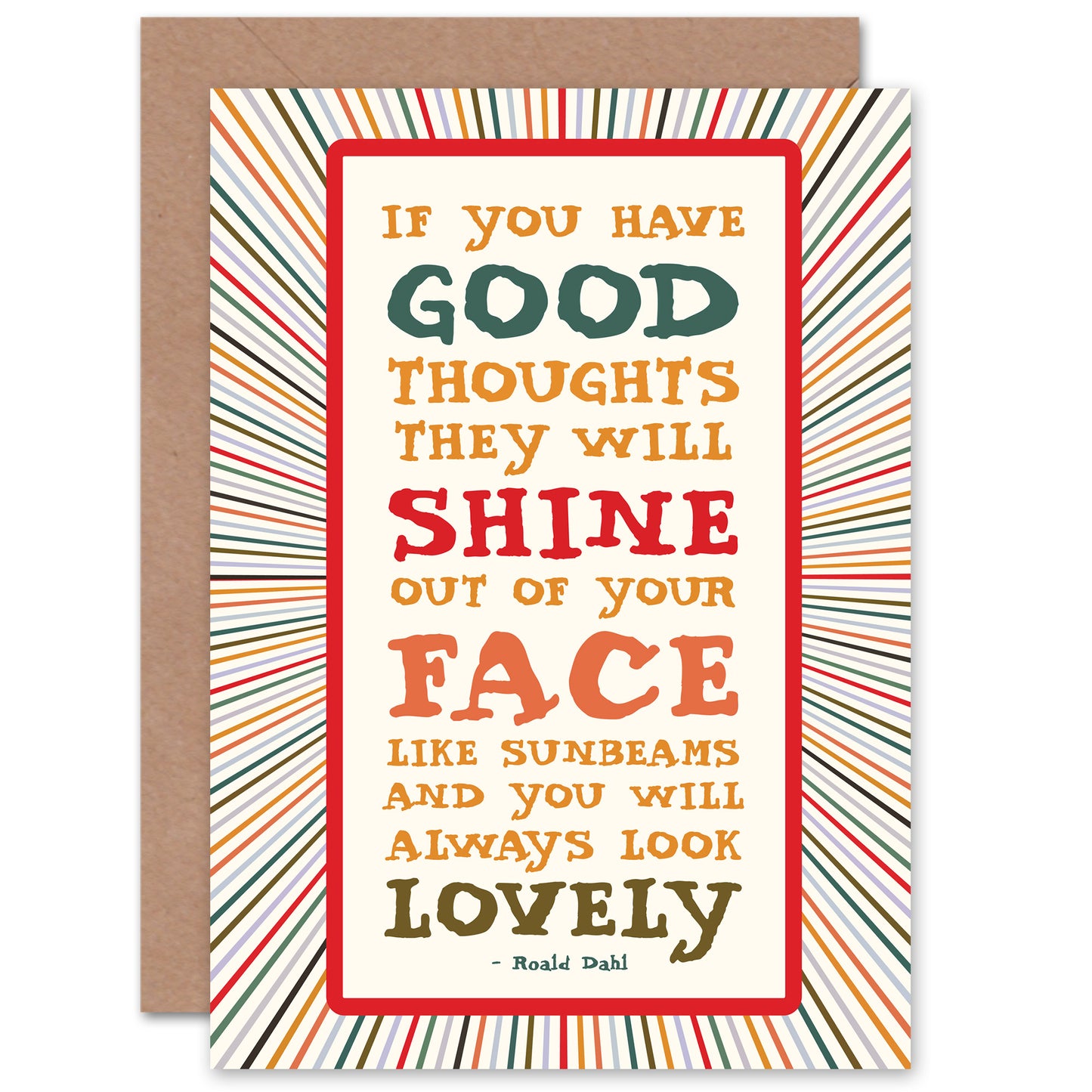Book Quote Good Thoughts Shine Occasions Greetings Card