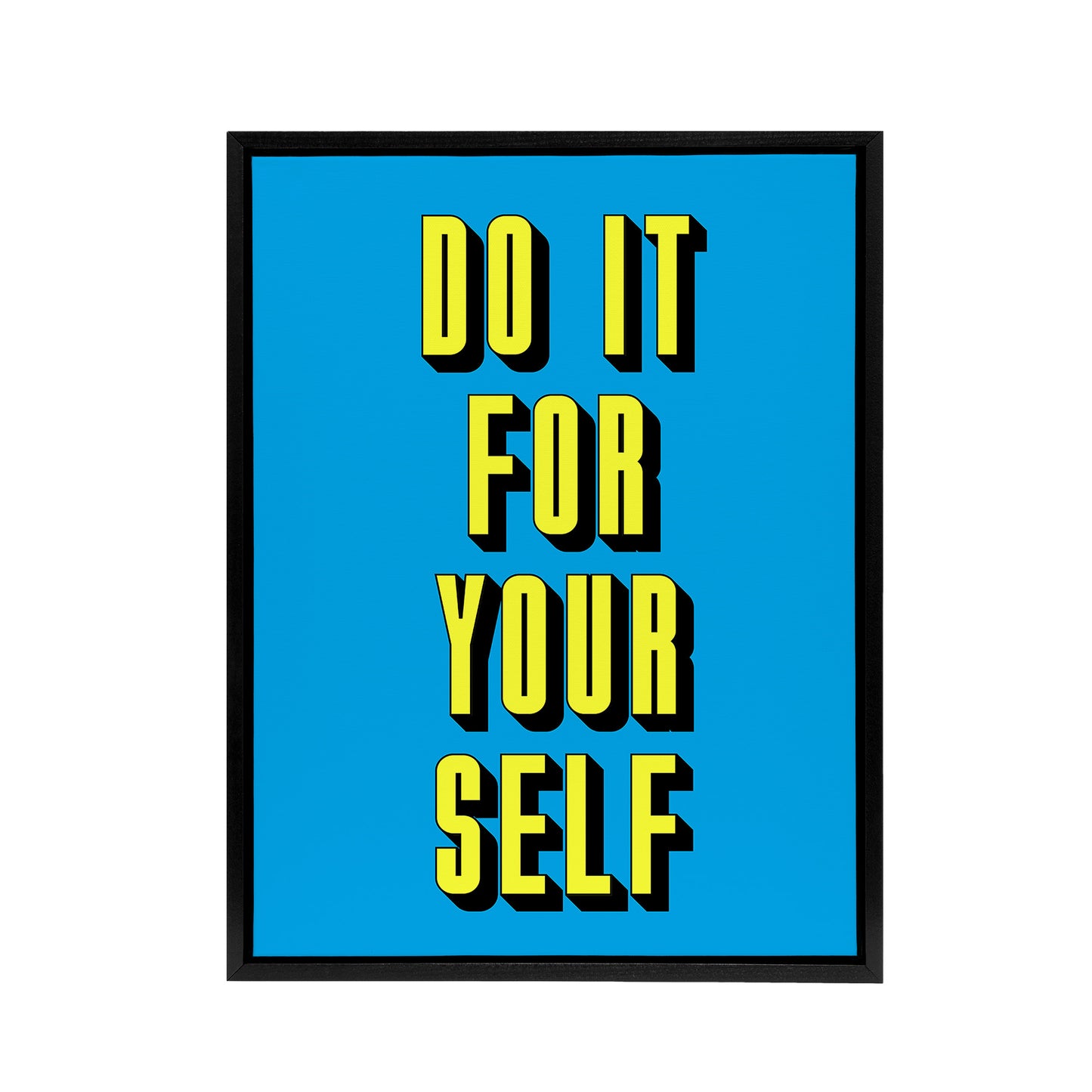 Do It For Yourself Retro Yellow Blue Bold Simple Framed Canvas Art Print