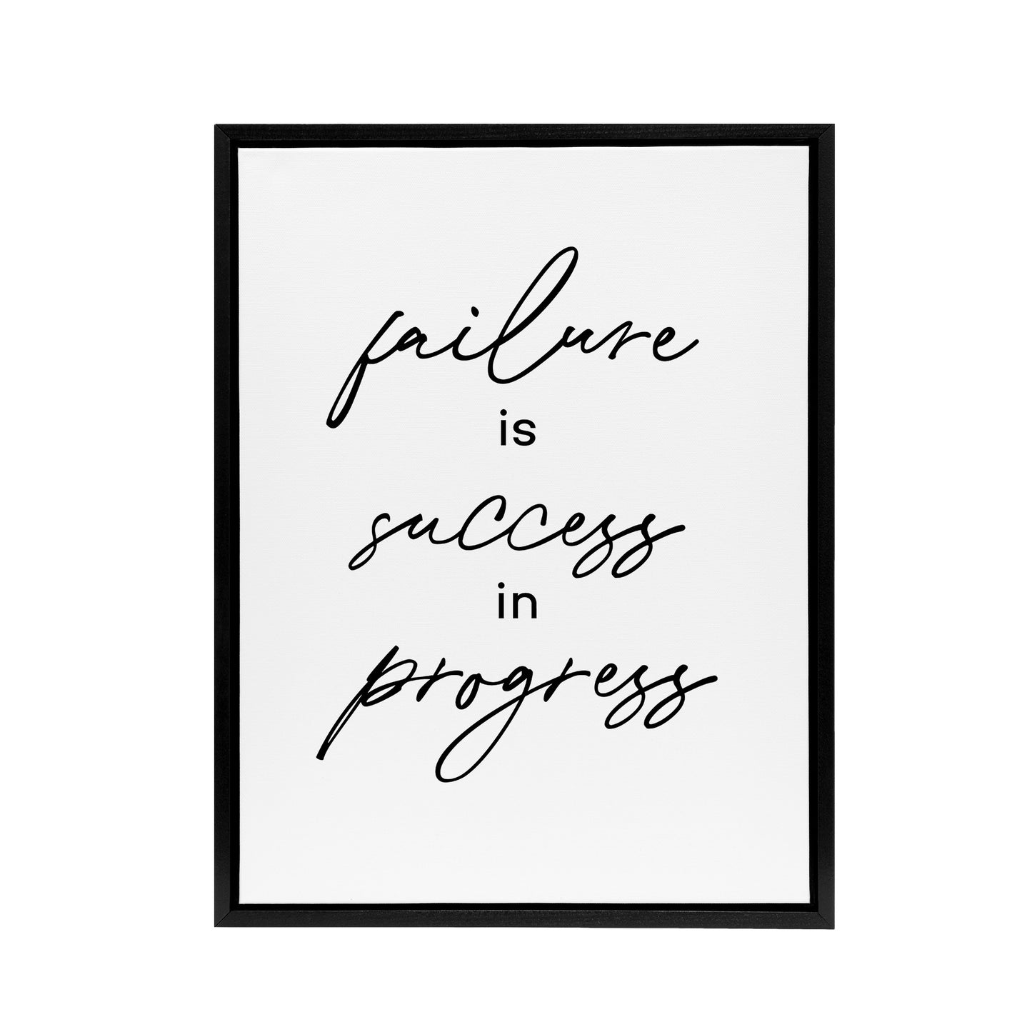 Failure Success In Progress Simple Motivational Framed Canvas Art Print
