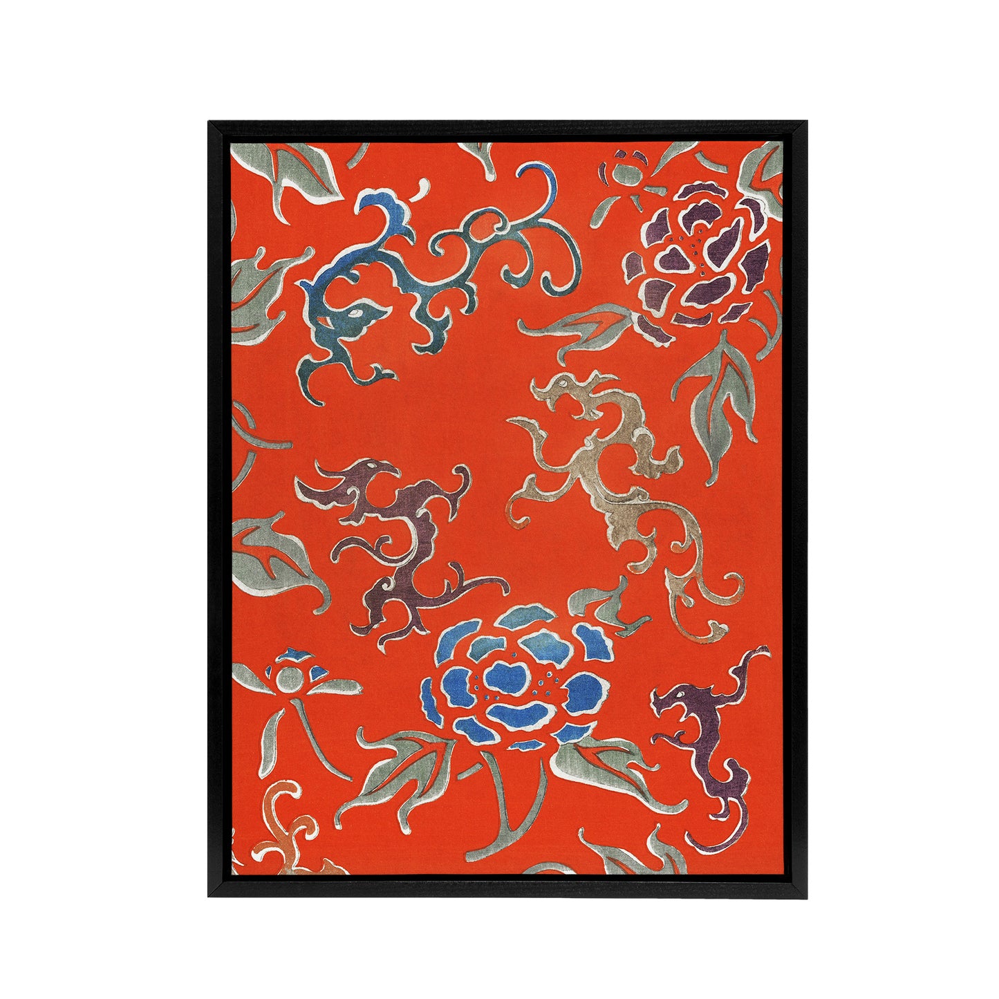 Bold Abstract Floral Pattern Framed Canvas Wall Art Print Shin Bijutsukai