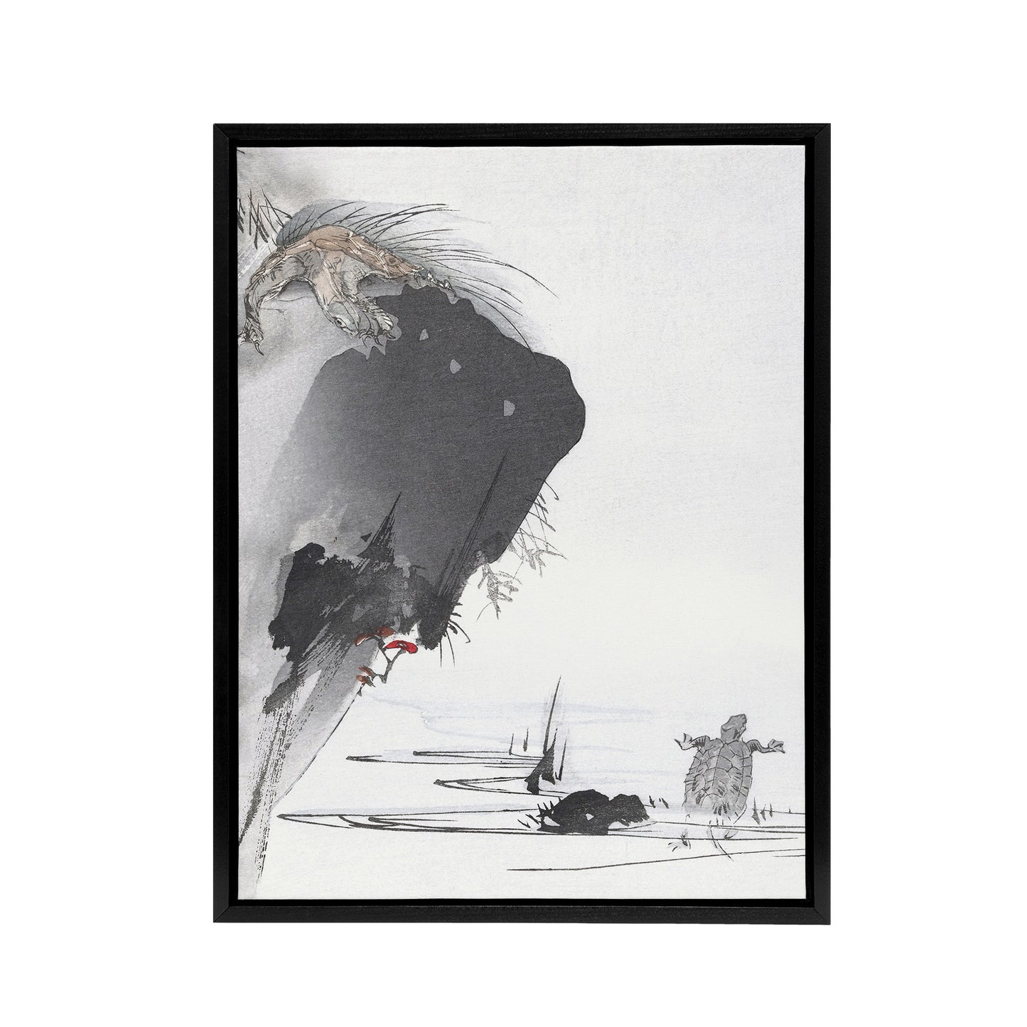 Two Turtles 1890 Ink Painting Framed Canvas Wall Art Print Tsukioka