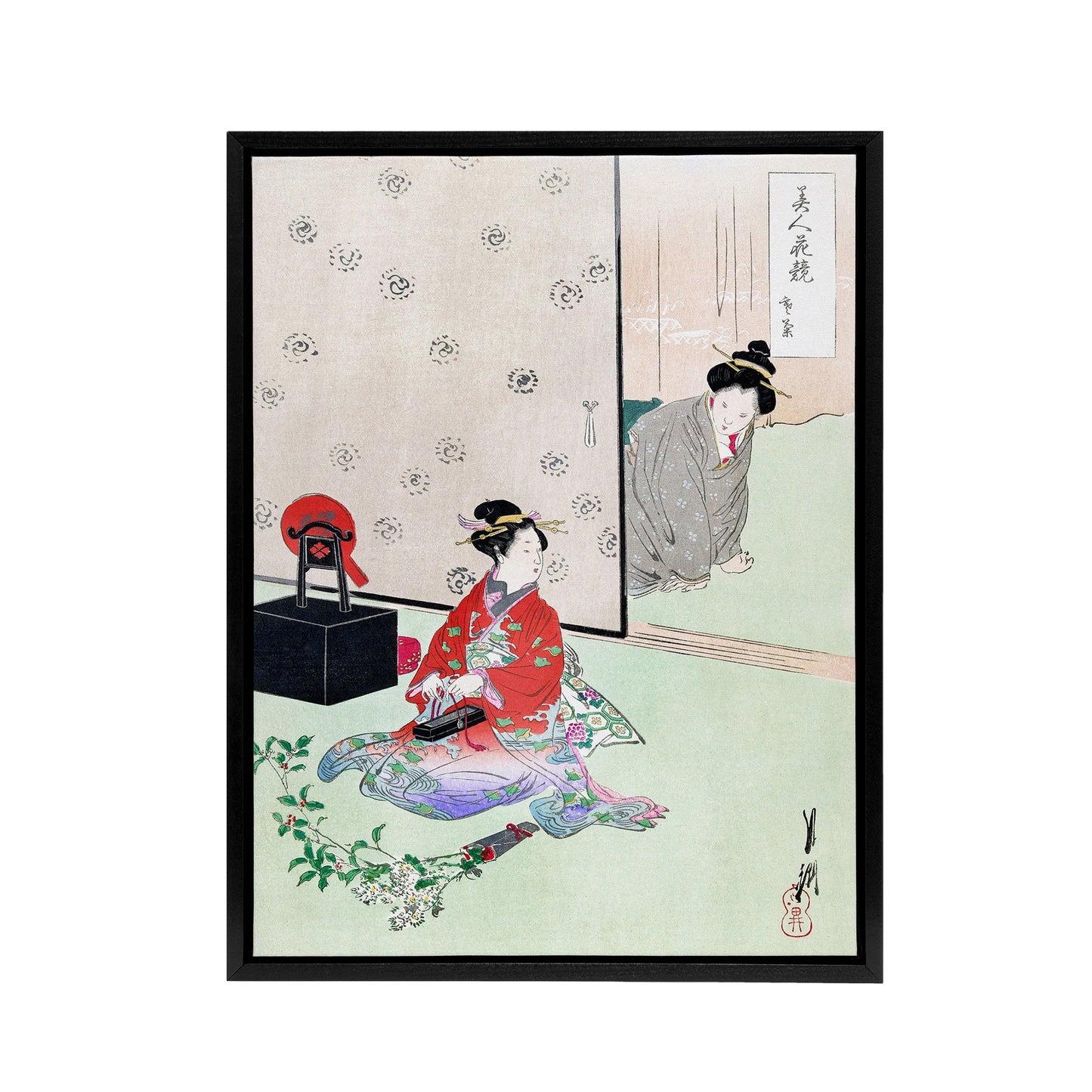Wrapping A Gift Beauties Flowers Framed Canvas Wall Art Print Gekko