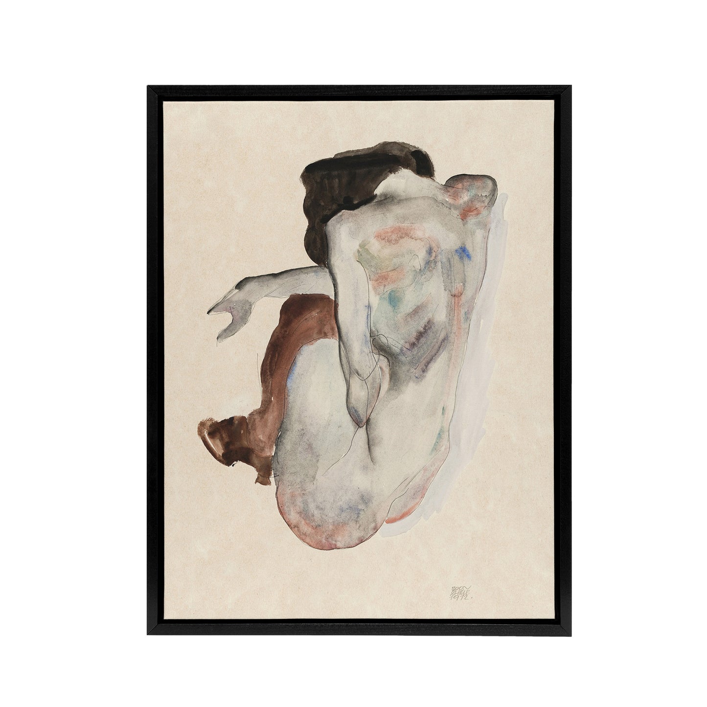 Woman Shoes Black Stockings Framed Canvas Wall Art Print Egon Schiele