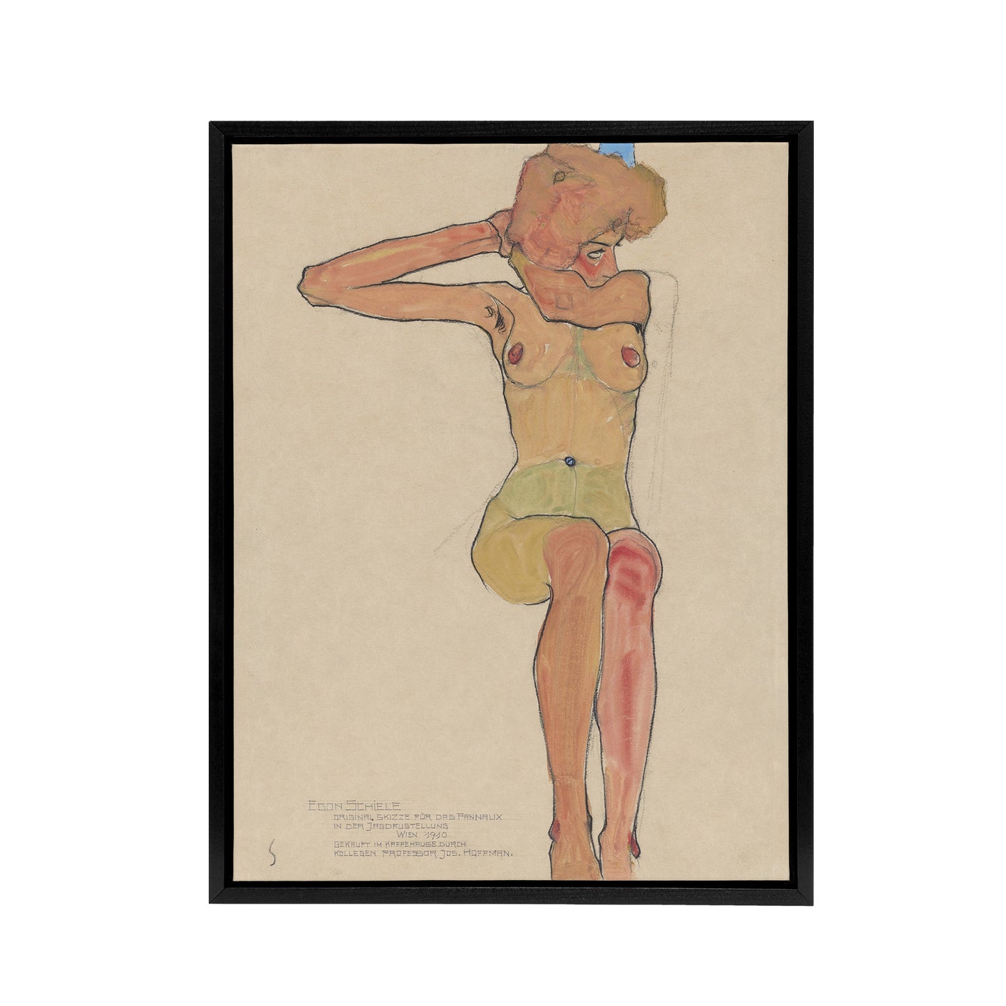 Gertrude Nude Sketch Drawing Framed Canvas Wall Art Print Egon Schiele