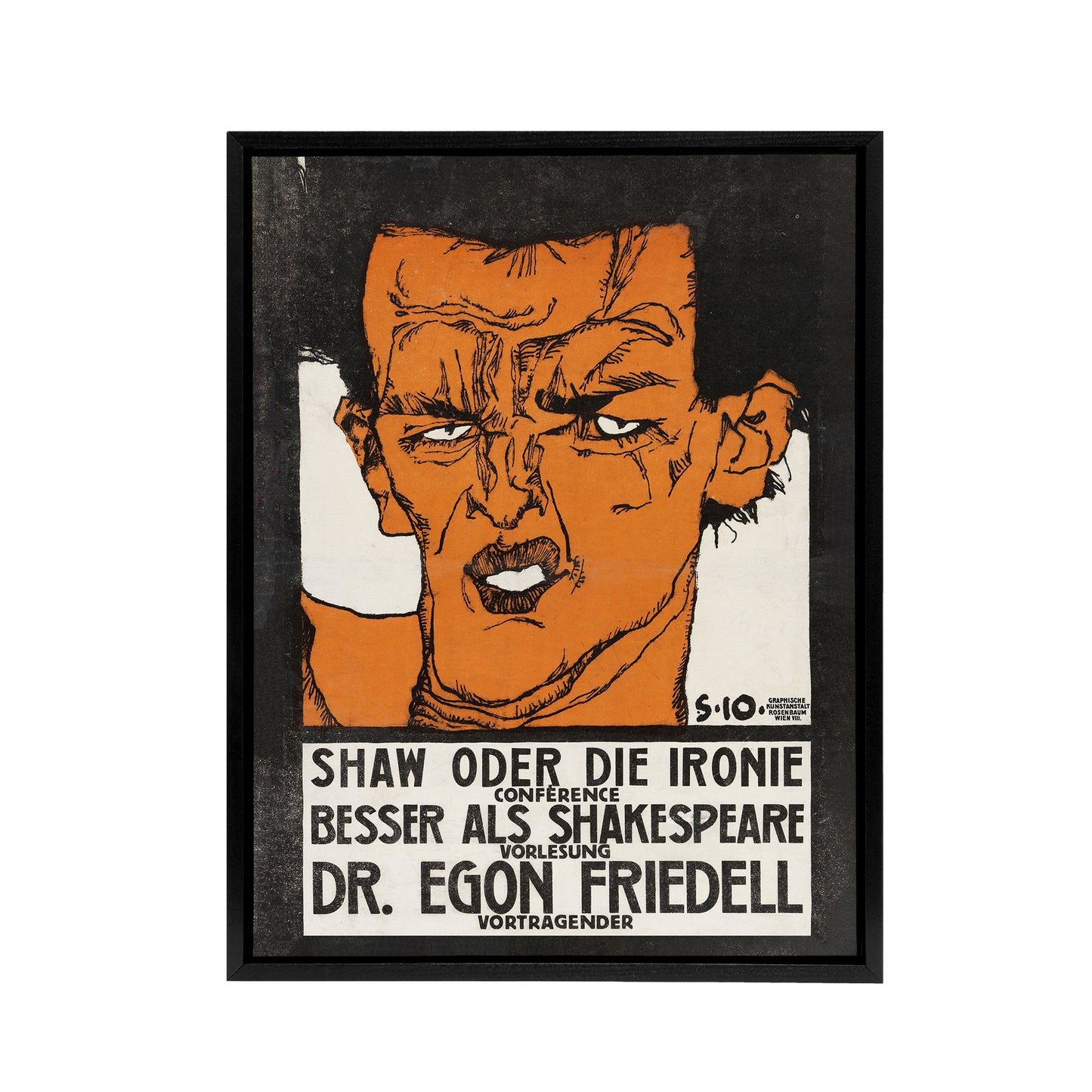 Shaw or Irony Conference Poster Framed Canvas Wall Art Print Schiele