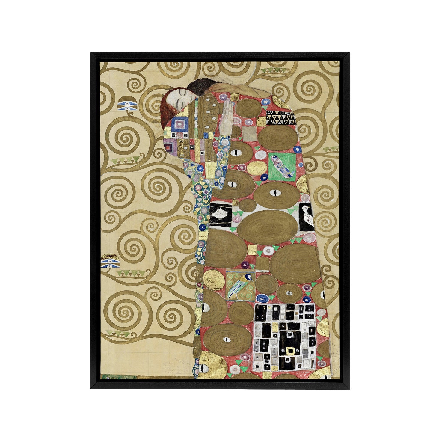 Fulfillment Lovers Embrace Painting Framed Canvas Wall Art Print Klimt