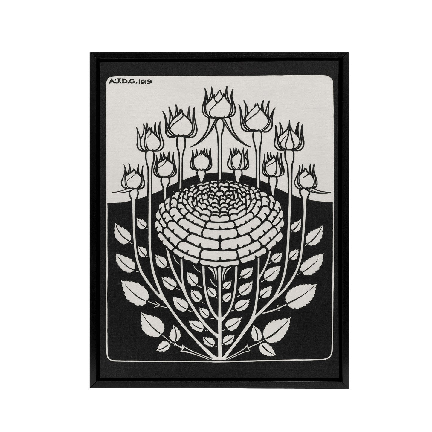 Rose Bush Flowers Vintage Floral Framed Canvas Wall Art Print de Graag