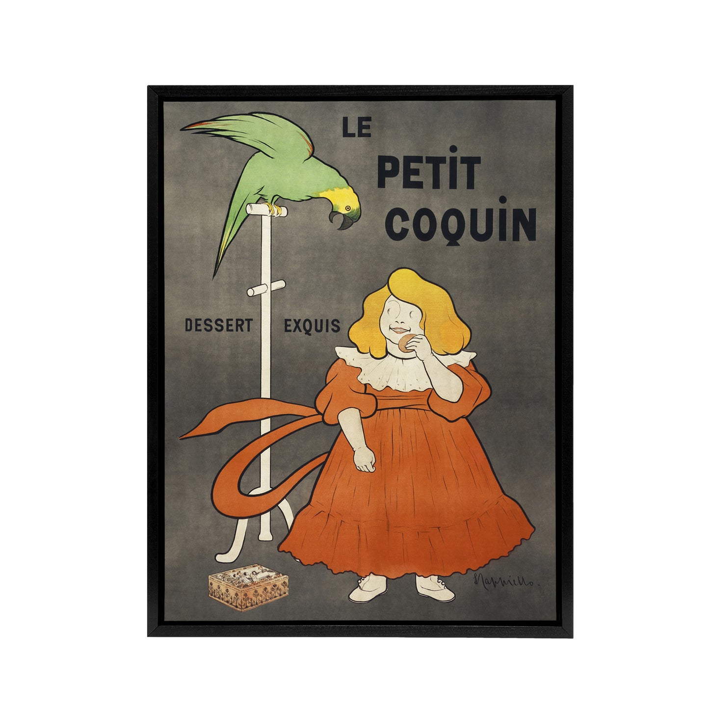 Petit Coquin Biscuit Vintage Ad Framed Canvas Wall Art Print Cappiello