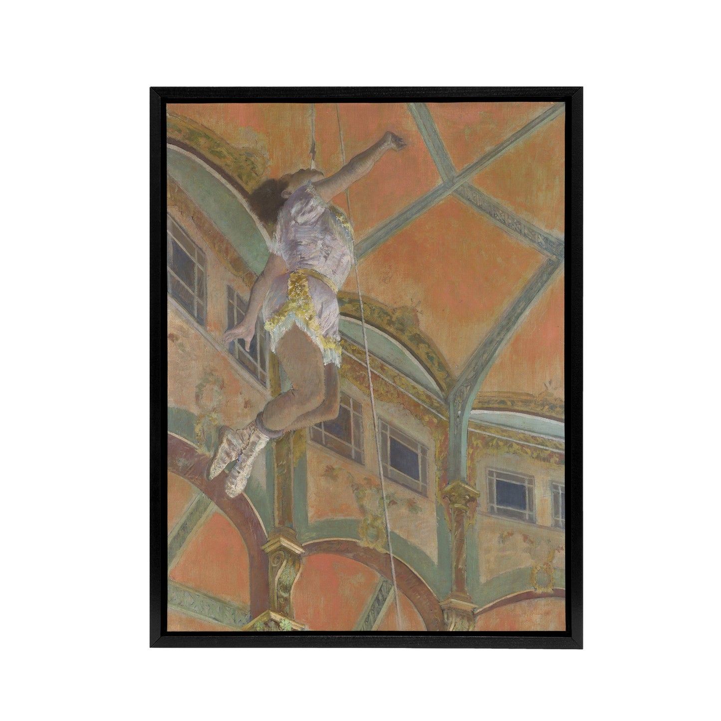 Acrobat Miss La La at Cirque Fernando Degas Black Framed Canvas Wall Art