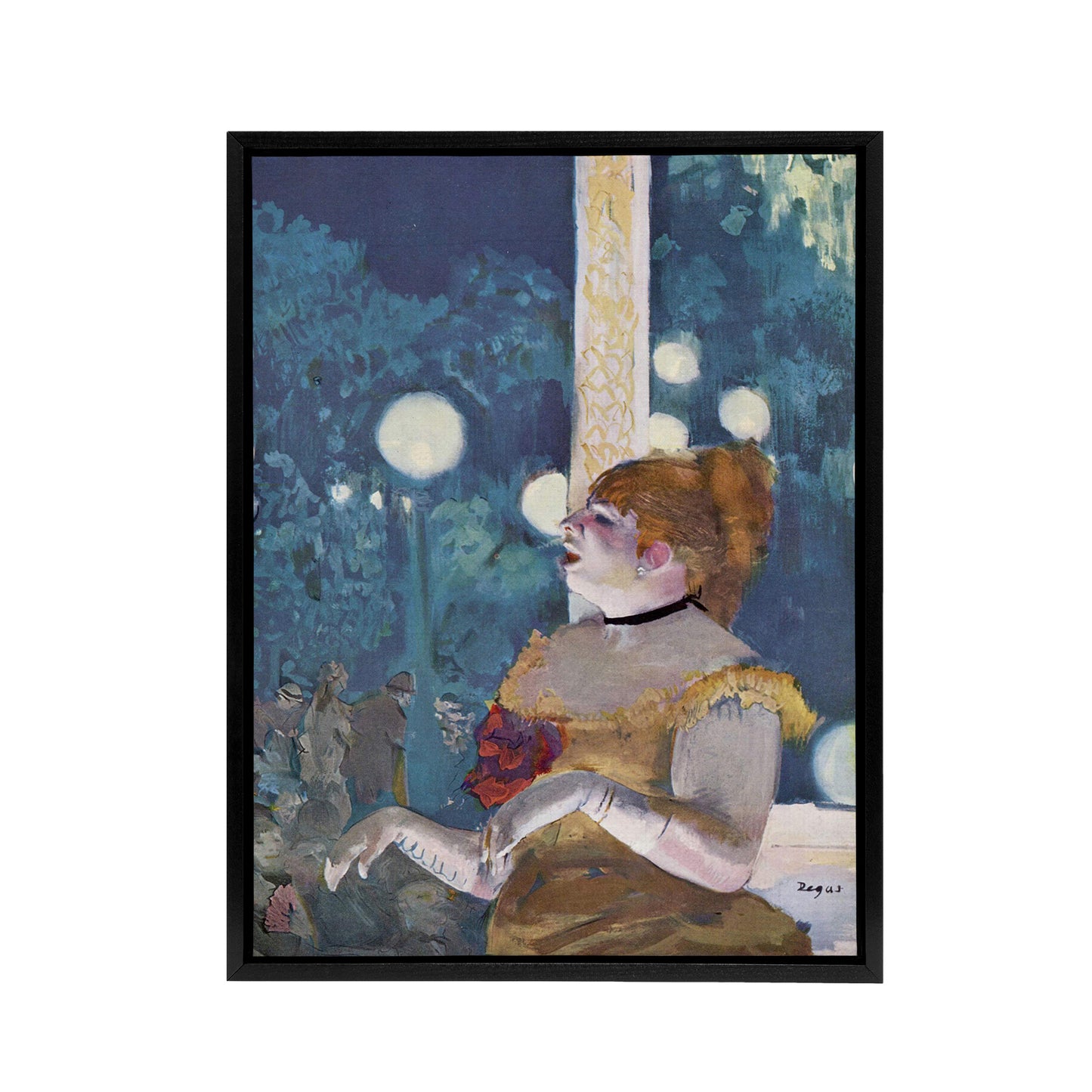 Cafe Concert Song of the Dog Edgar Degas Vintage Framed Canvas Wall Art