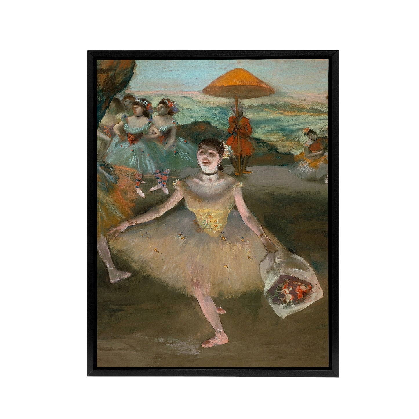 Dancer with Bouquet Bowing Edgar Degas Vintage Framed Canvas Wall Art