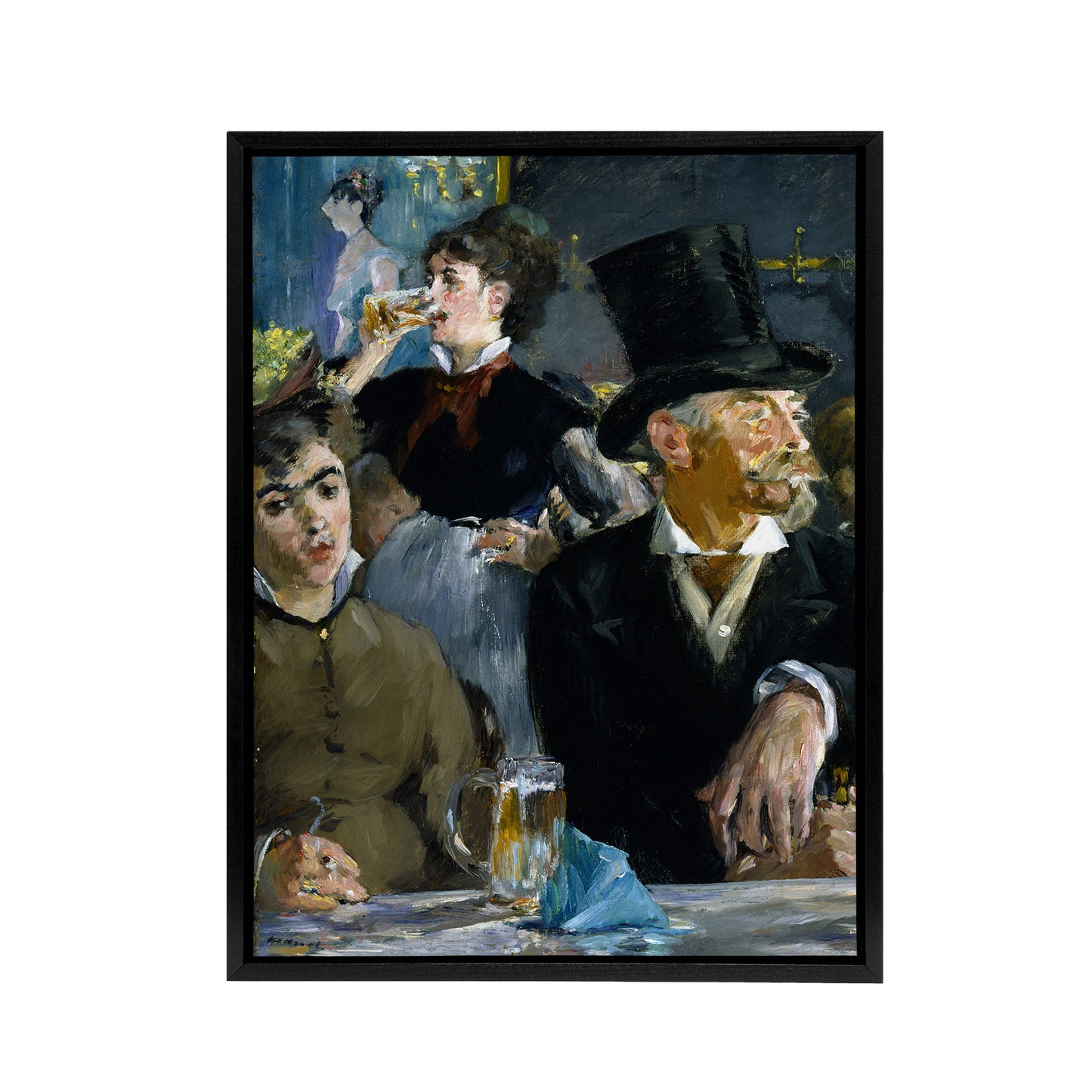 At the Cafe Paris Nightlife Scene Manet Vintage Framed Canvas Wall Art