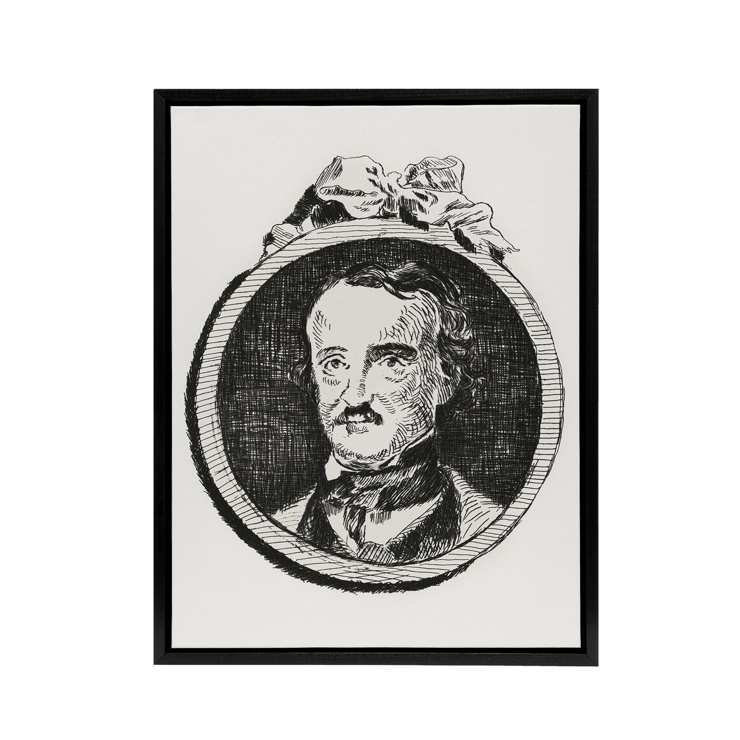Edgar Allan Poe Portrait Manet Vintage Black Framed Canvas Wall Art
