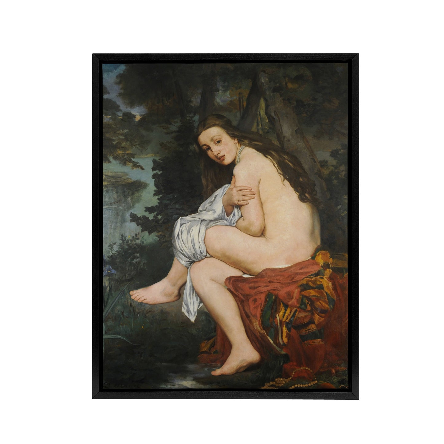 The Surprised Nymph Portrait Manet Vintage Black Framed Canvas Wall Art