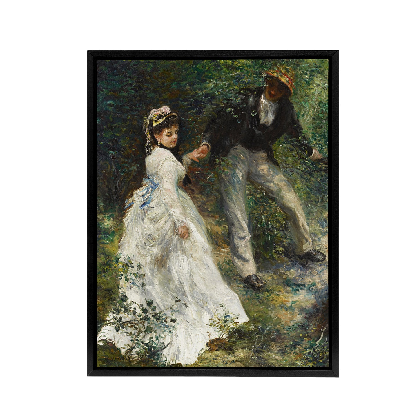 The Promenade Couple Renoir Vintage Black Framed Canvas Wall Art