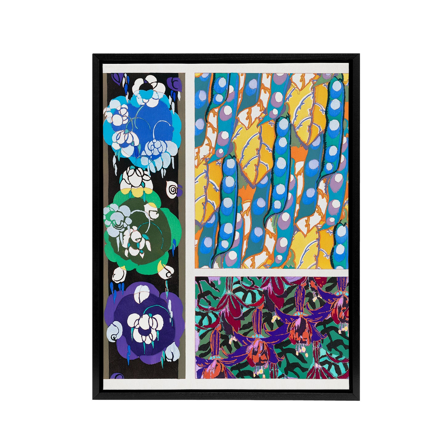Colourful Floral Art Deco Patterns Benedictus Framed Canvas Wall Art