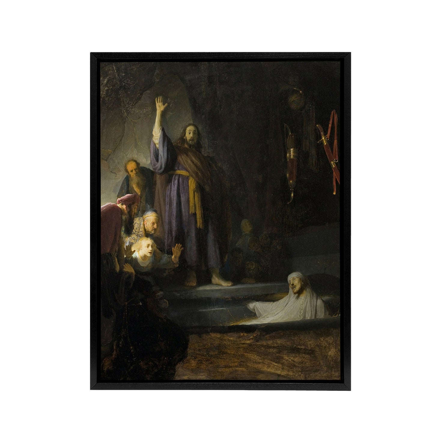 The Raising of Lazarus Rembrandt van Rijn Framed Canvas Wall Art Print