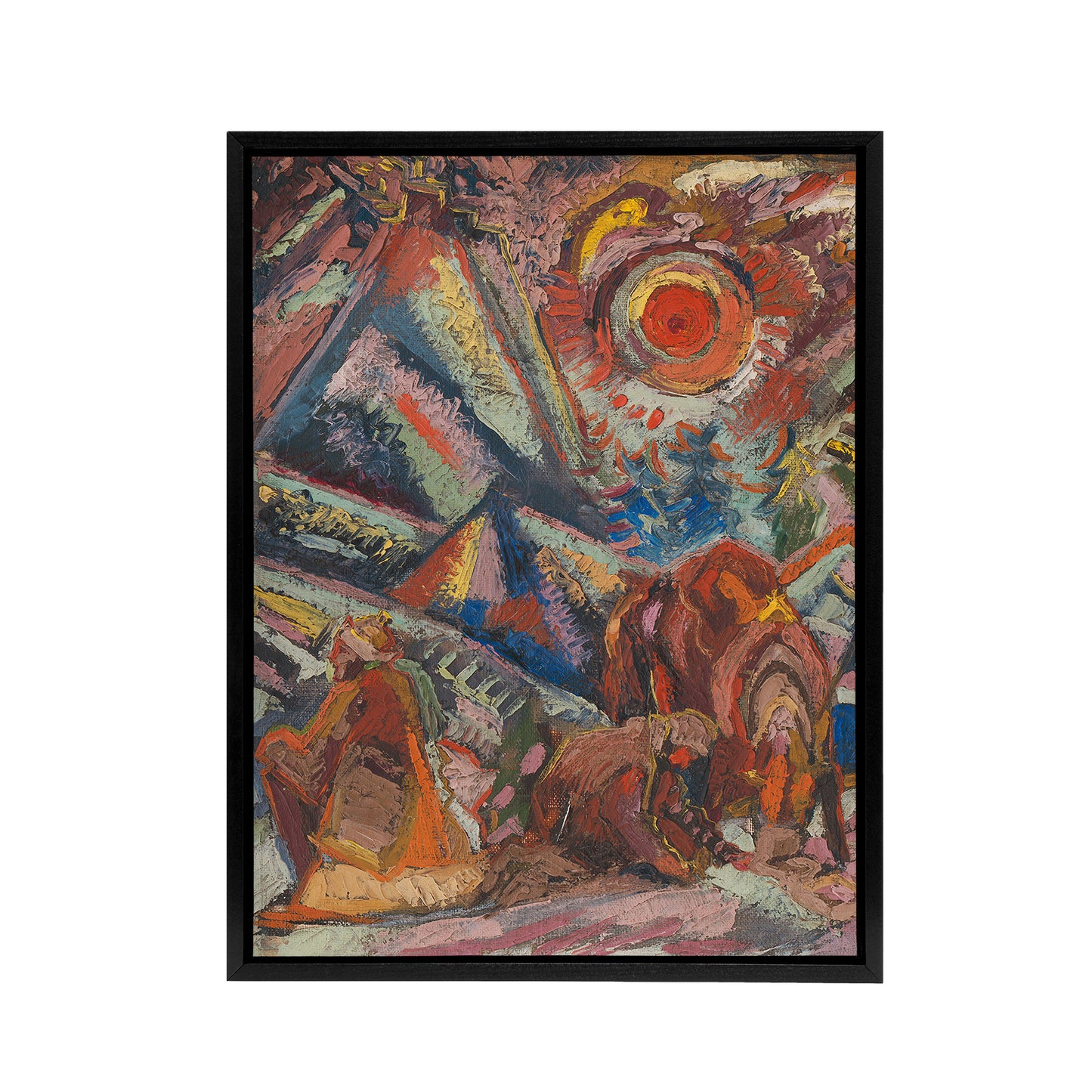 A Rest Abstract Colourful Painting Kubincan Black Framed Canvas Wall Art