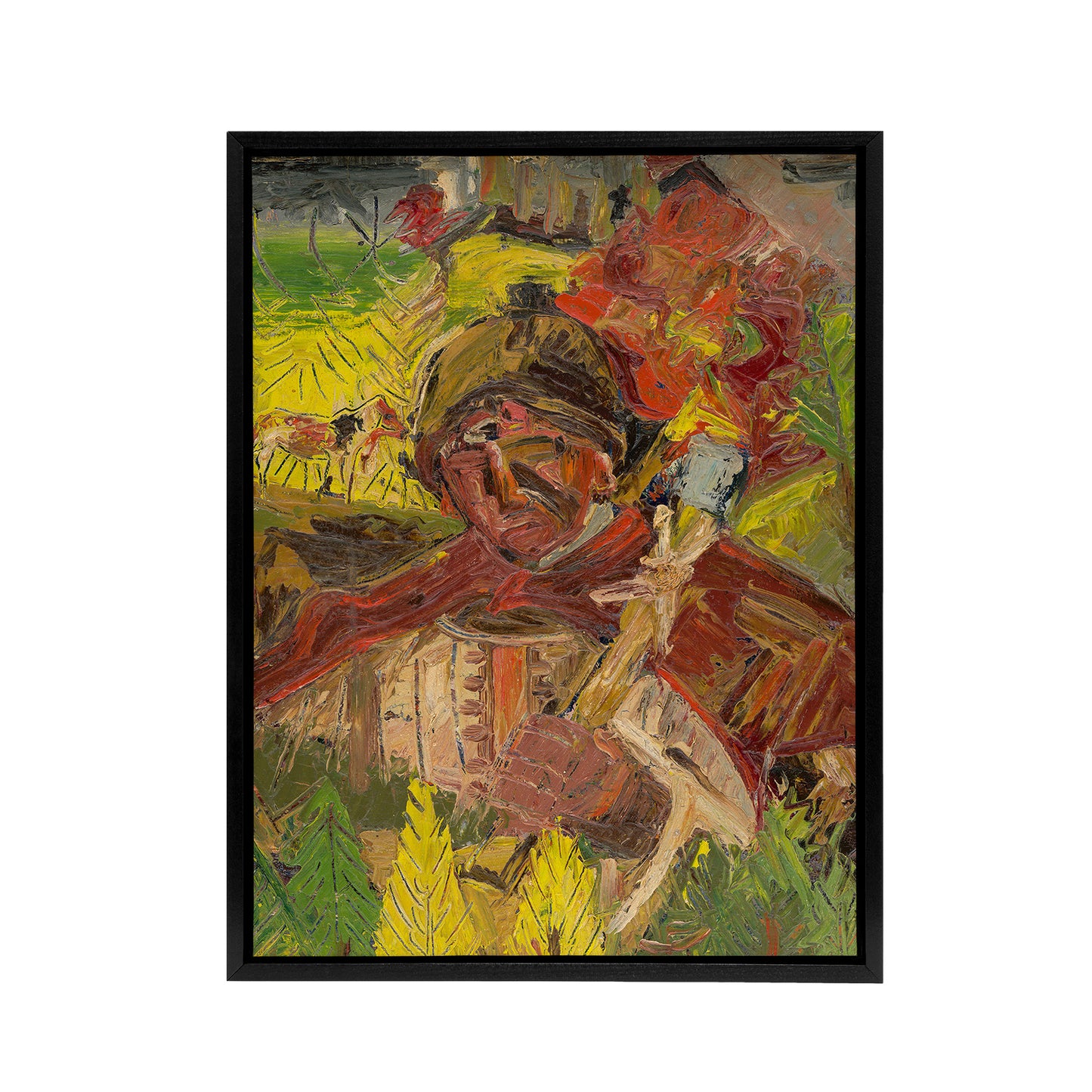 Lumberjack Abstract Portrait Kubincan Black Framed Canvas Wall Art Print