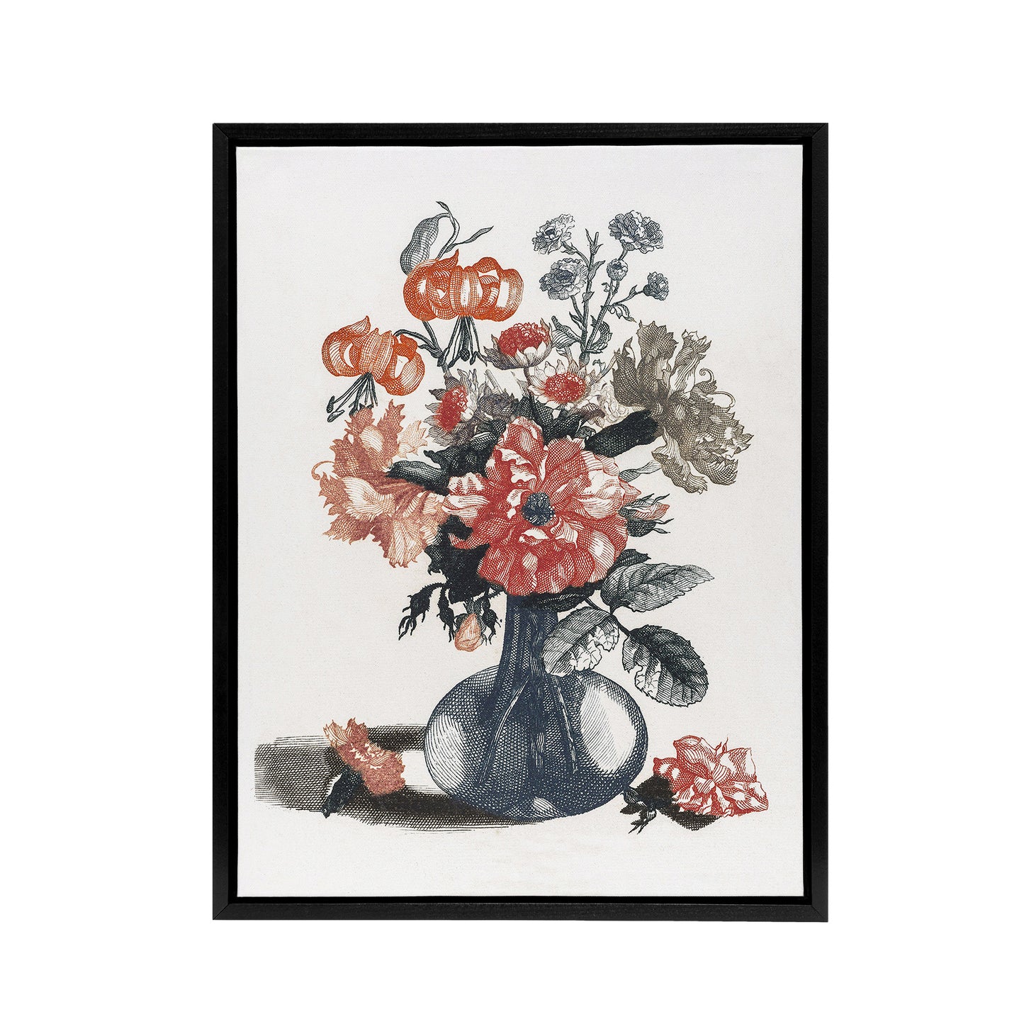 Flower Bouquet in a Vase Still Life Teyler Black Framed Canvas Wall Art