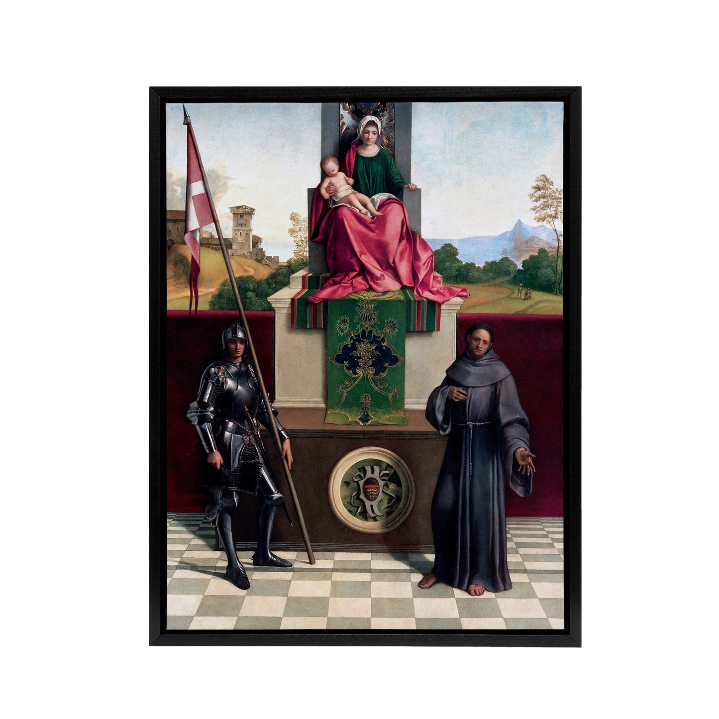 Giorgione Madonna and Child St Francis St Nicasius Black Framed Canvas Art