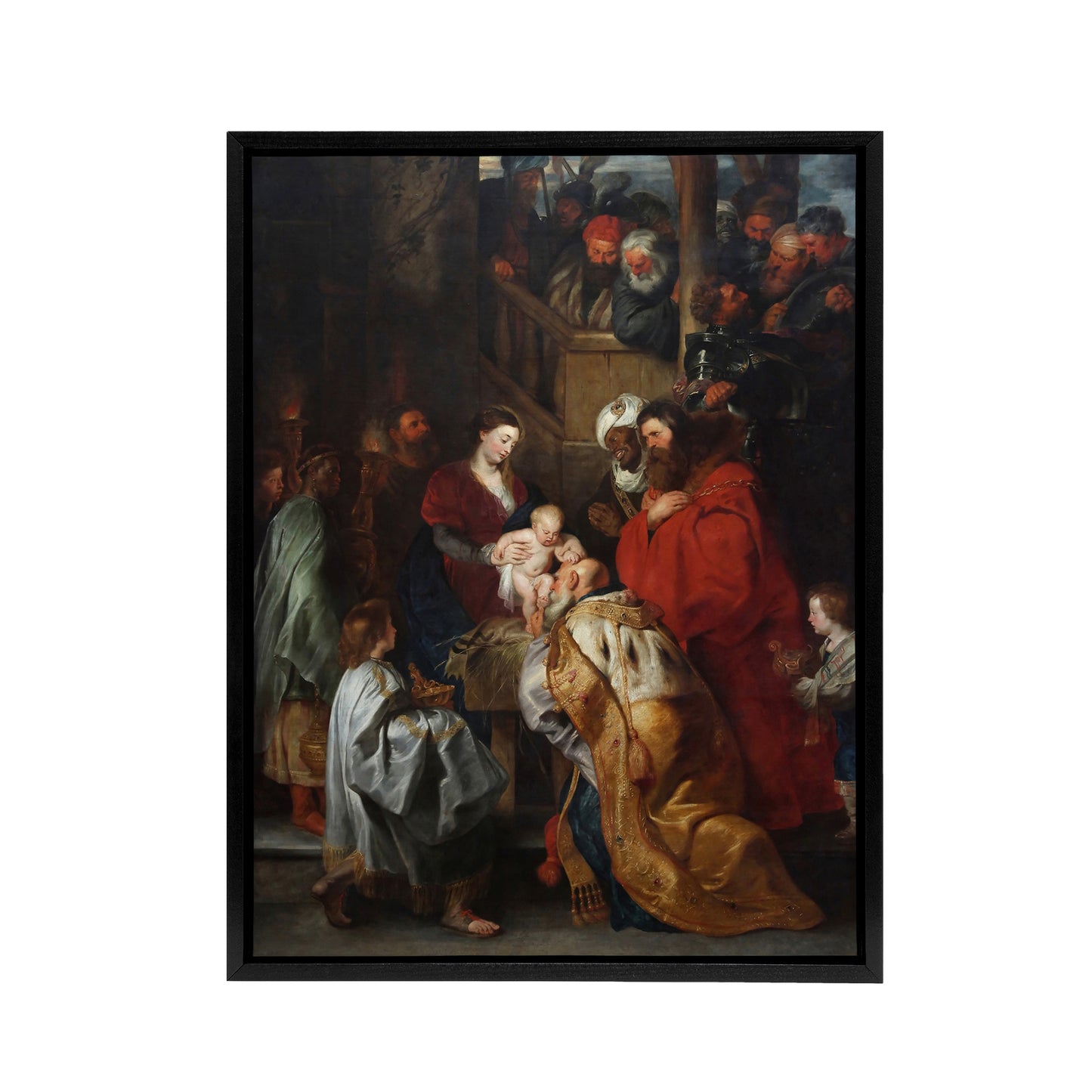 Peter Paul Rubens Adoration of the Magi Biblical Scene Black Framed Canvas Art