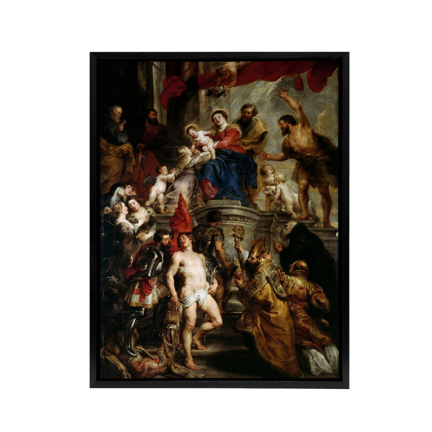 Peter Paul Rubens Mystic Marriage of Saint Catherine Black Framed Canvas Art
