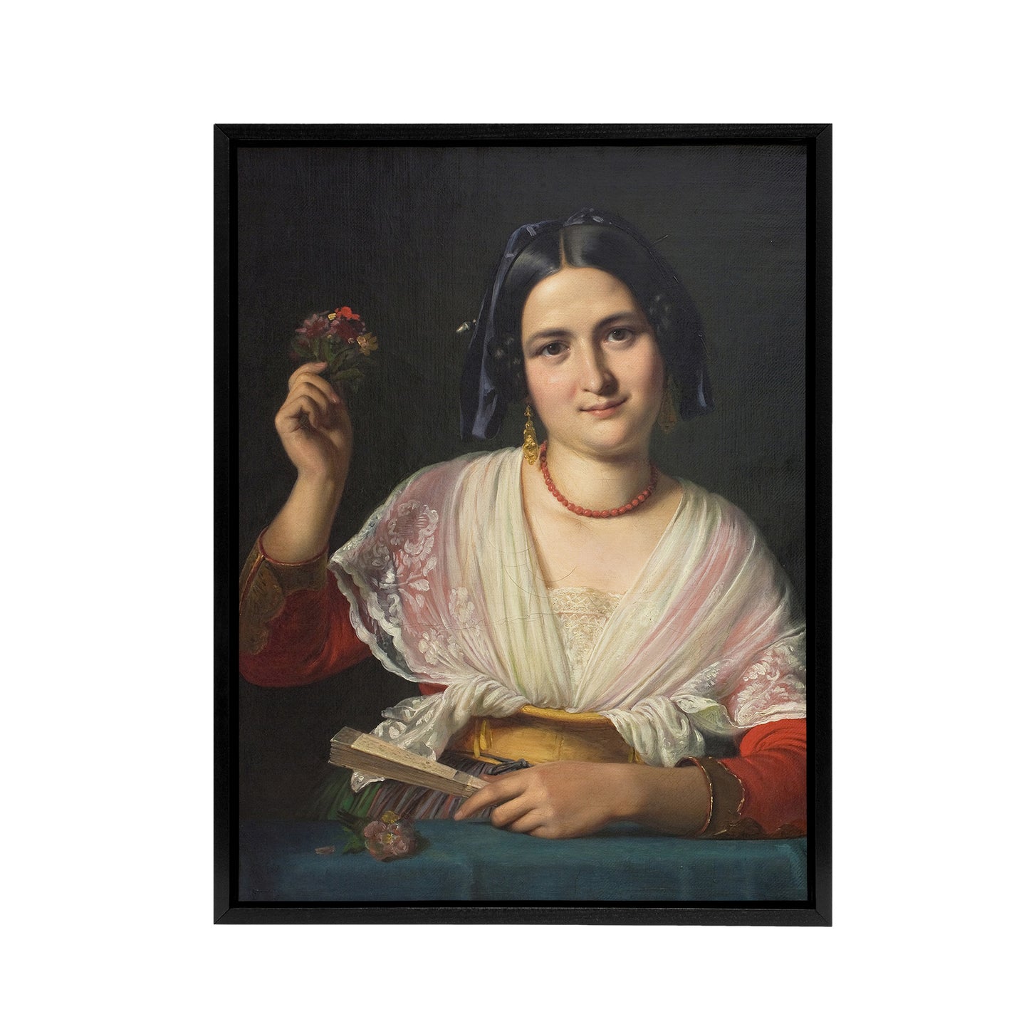 Wilhelm Marstrand Roman Woman in Carnival Costume Black Framed Canvas Art Print