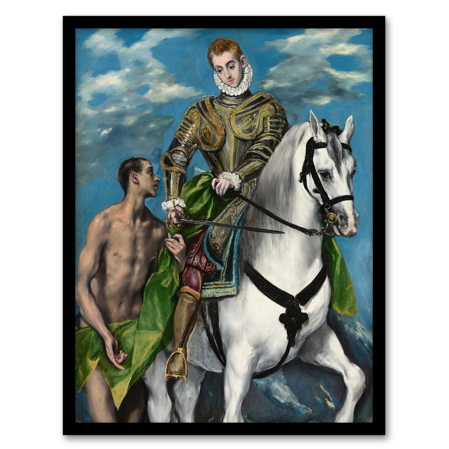 Saint Martin and the Beggar Oil Painting El Greco Framed Wall Art Print