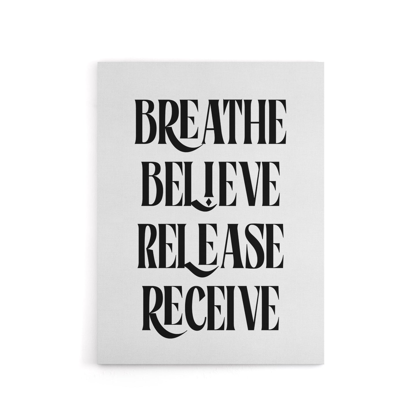Breathe Believe Release Receive Meditation Mantra Canvas Wall Art Print