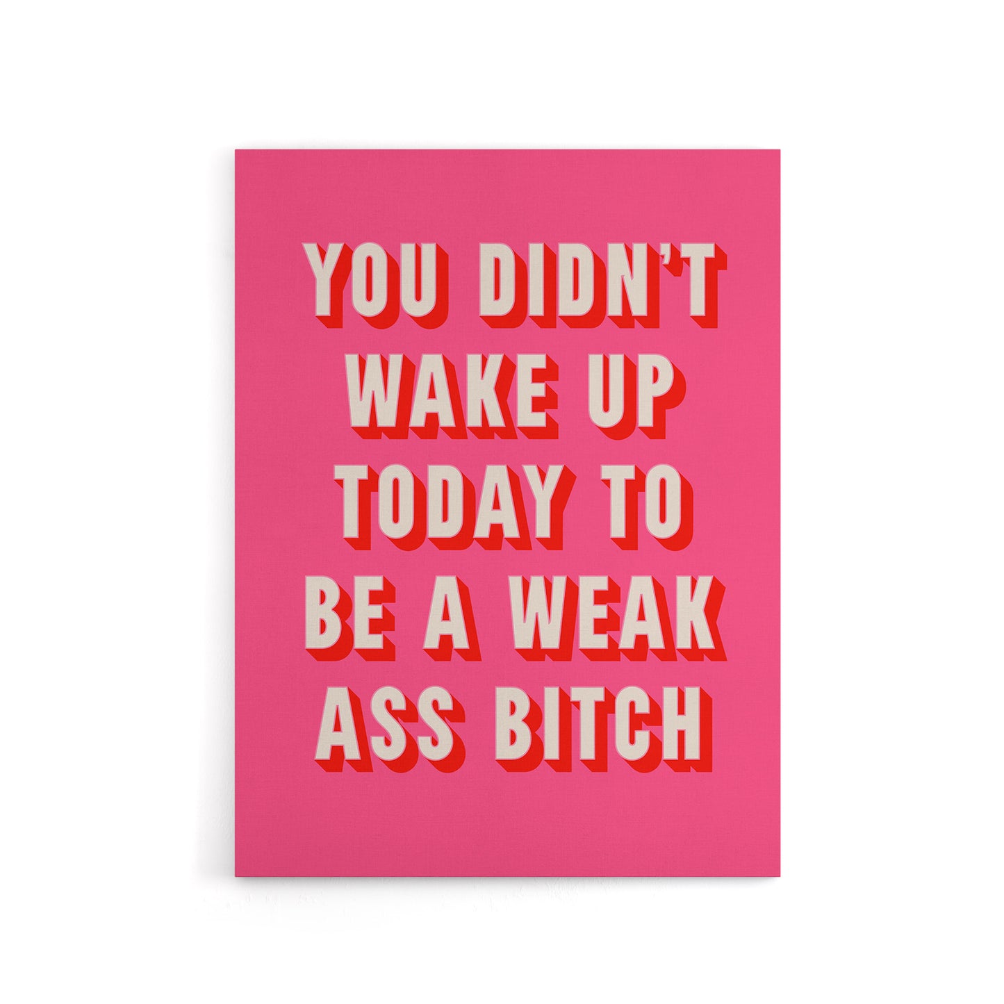 Didn't Wake Up Today To Be Weak B*tch Pink Funny Canvas Wall Art Print