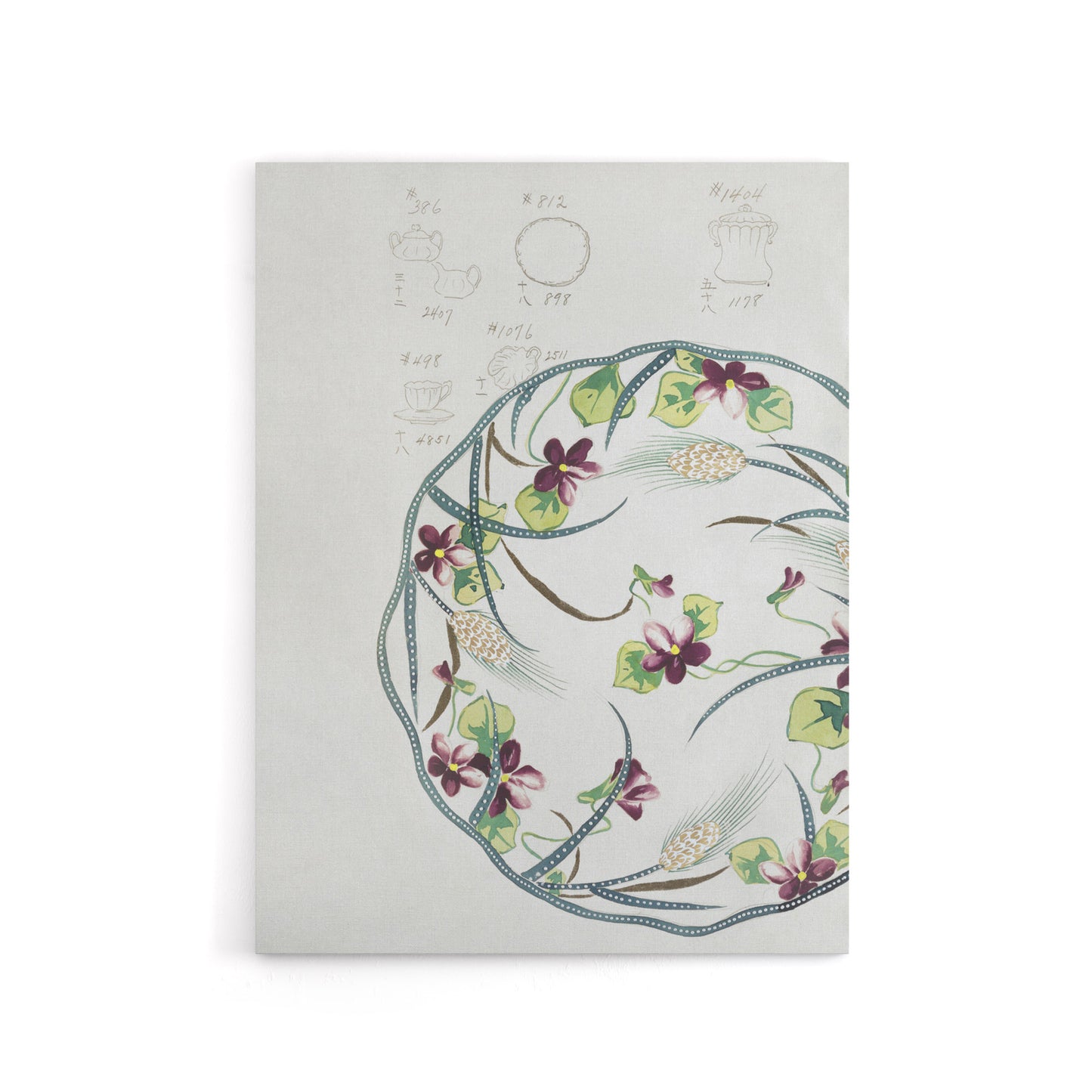 Vintage Floral Plate Design Canvas Wall Art Print Noritake