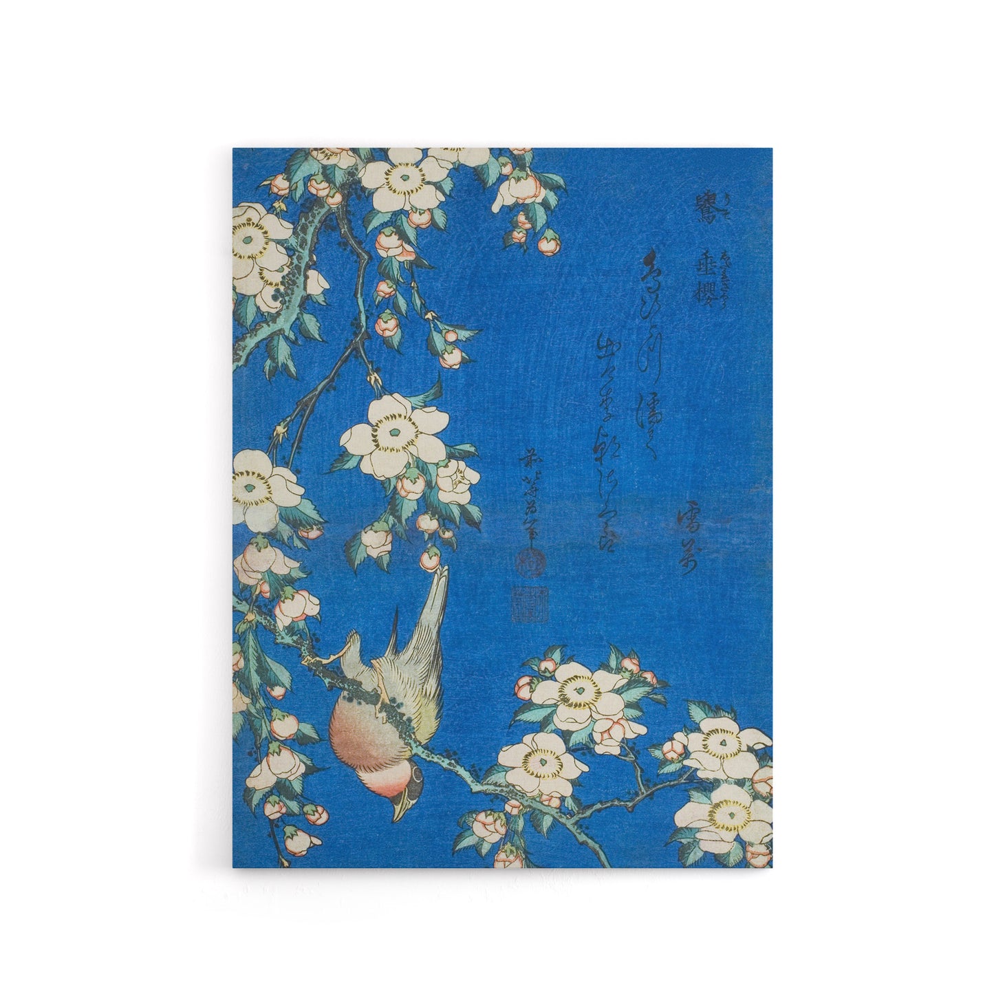 Bullfinch Weeping Cherry Blossoms Canvas Wall Art Print Hokusai