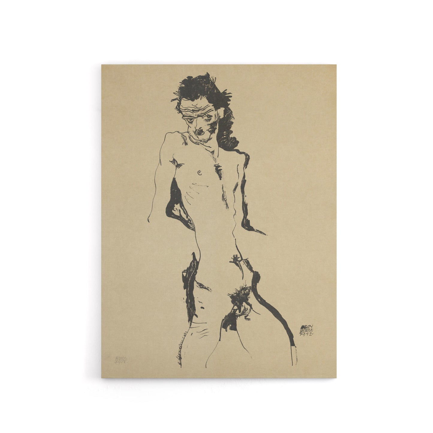 Male Self Portrait Sketch Canvas Wall Art Print Egon Schiele