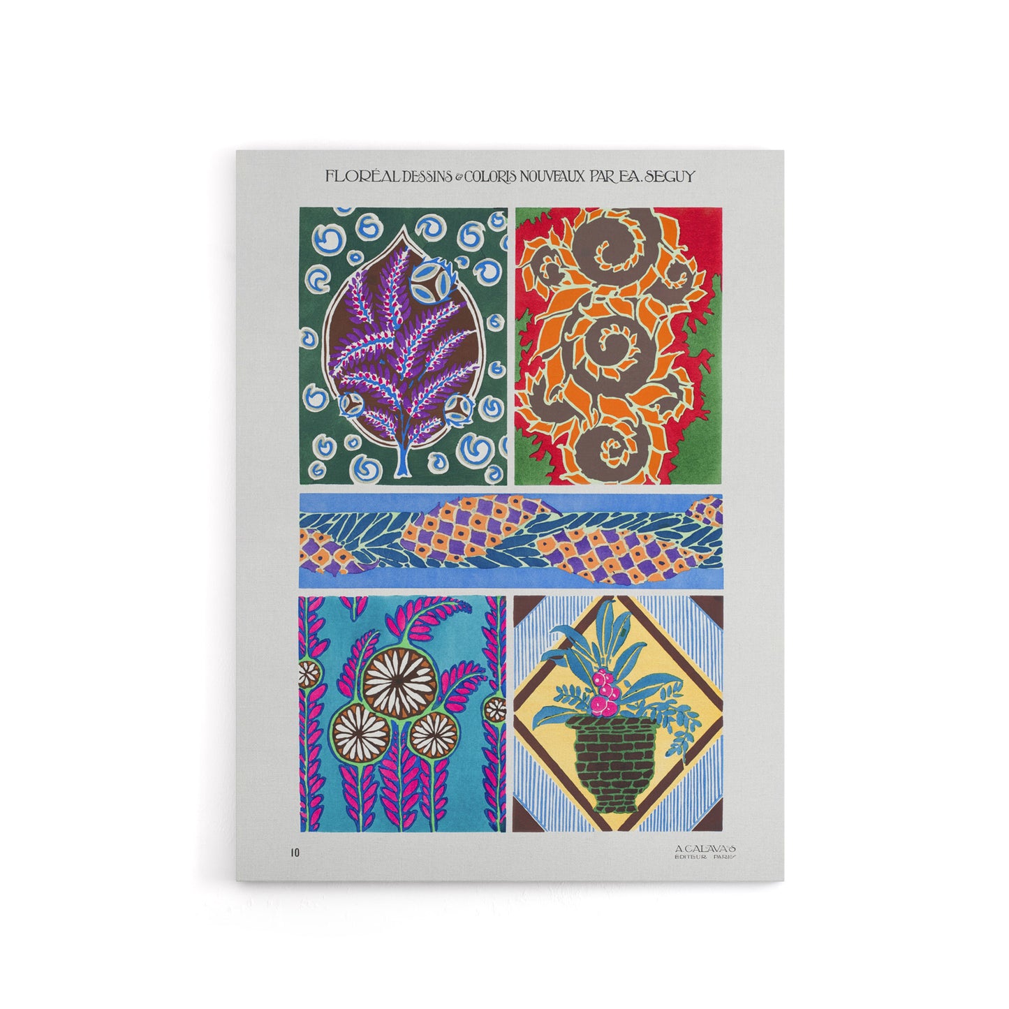 Colourful Vintage Floral Designs Canvas Wall Art Print Seguy
