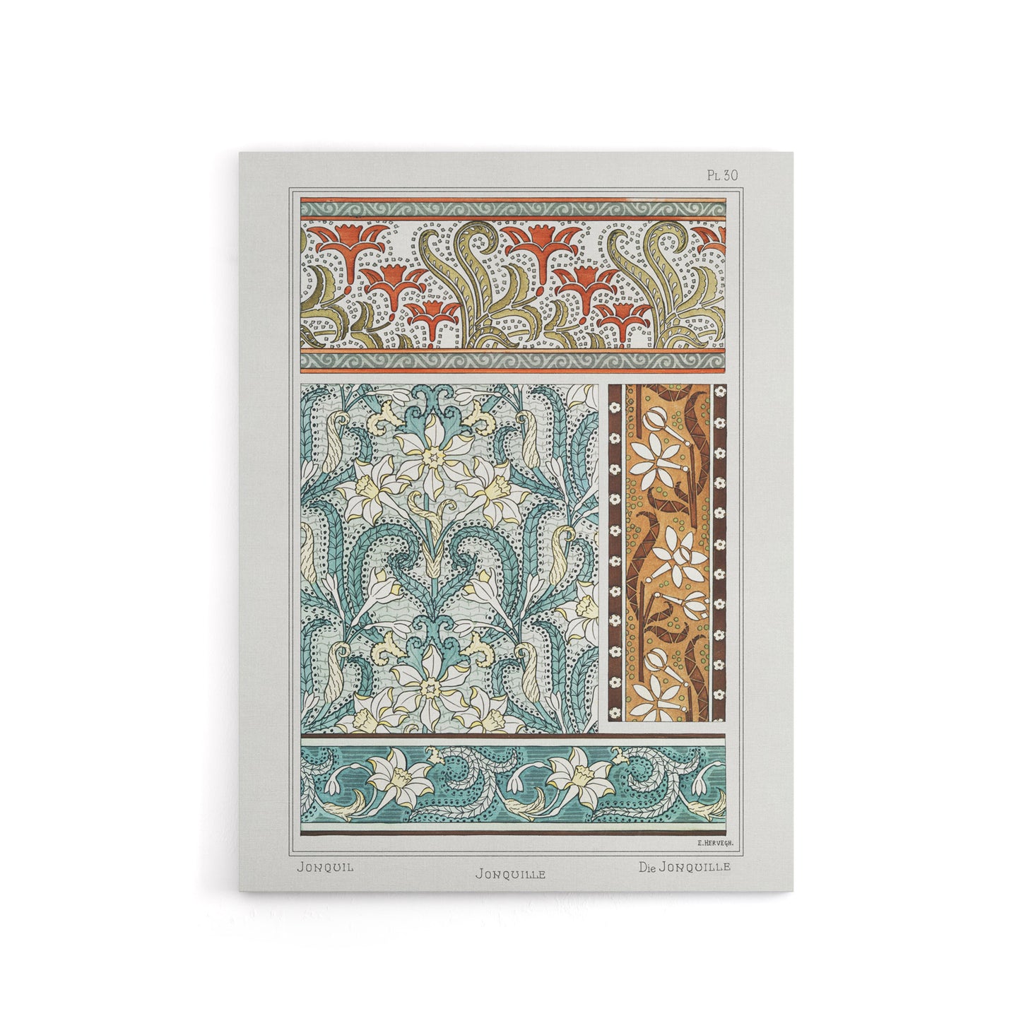 Daffodil Floral Canvas Wall Art Print Vintage Floral Verneuil