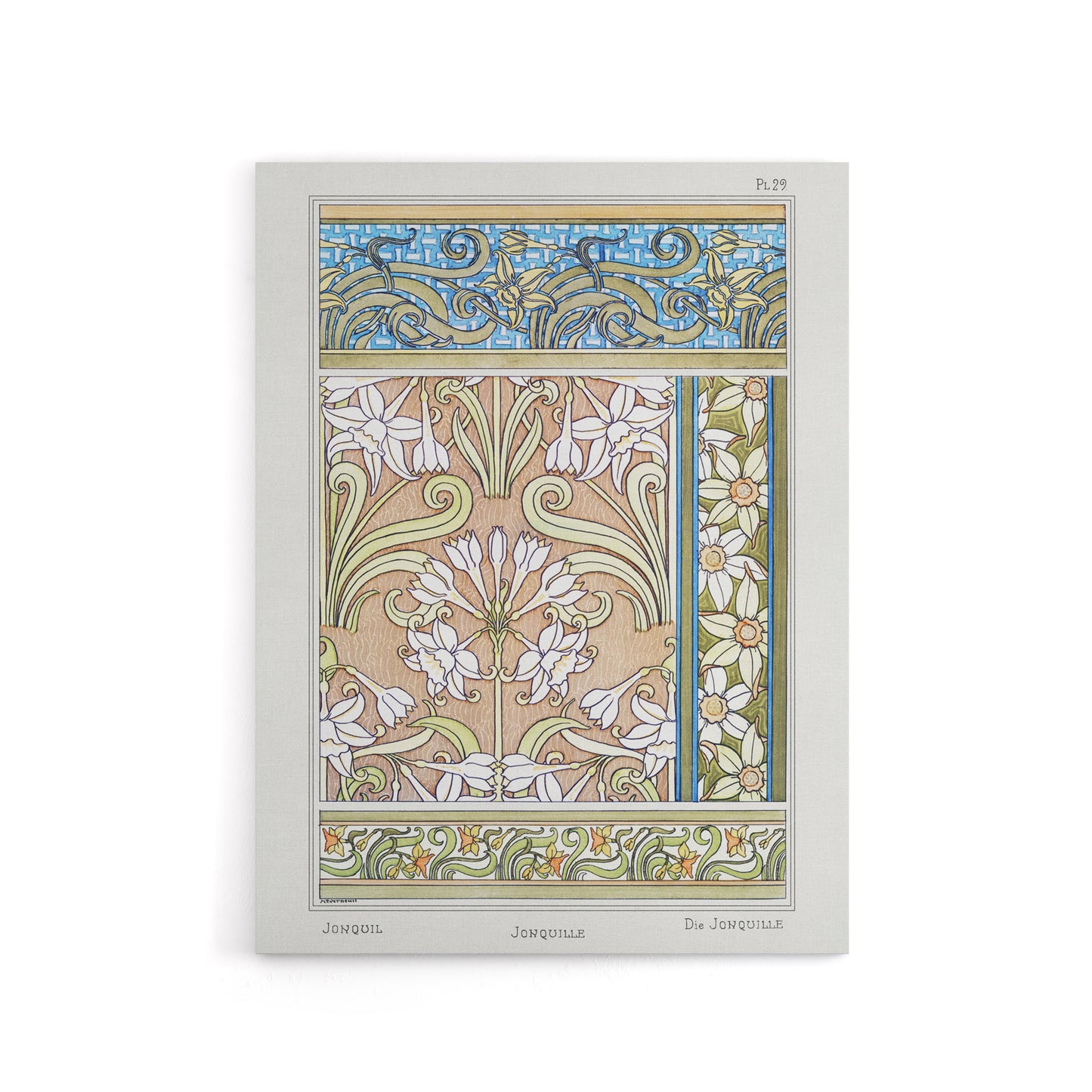 Daffodil Nouveau Canvas Wall Art Print Vintage Floral Verneuil
