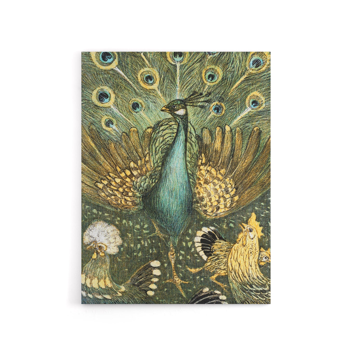 Peacock with Hens Painting Canvas Wall Art Print van Hoytema