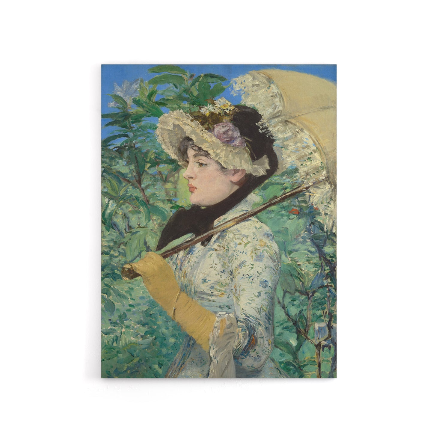 Jeanne Spring Parasol Portrait Manet Vintage Canvas Wall Art