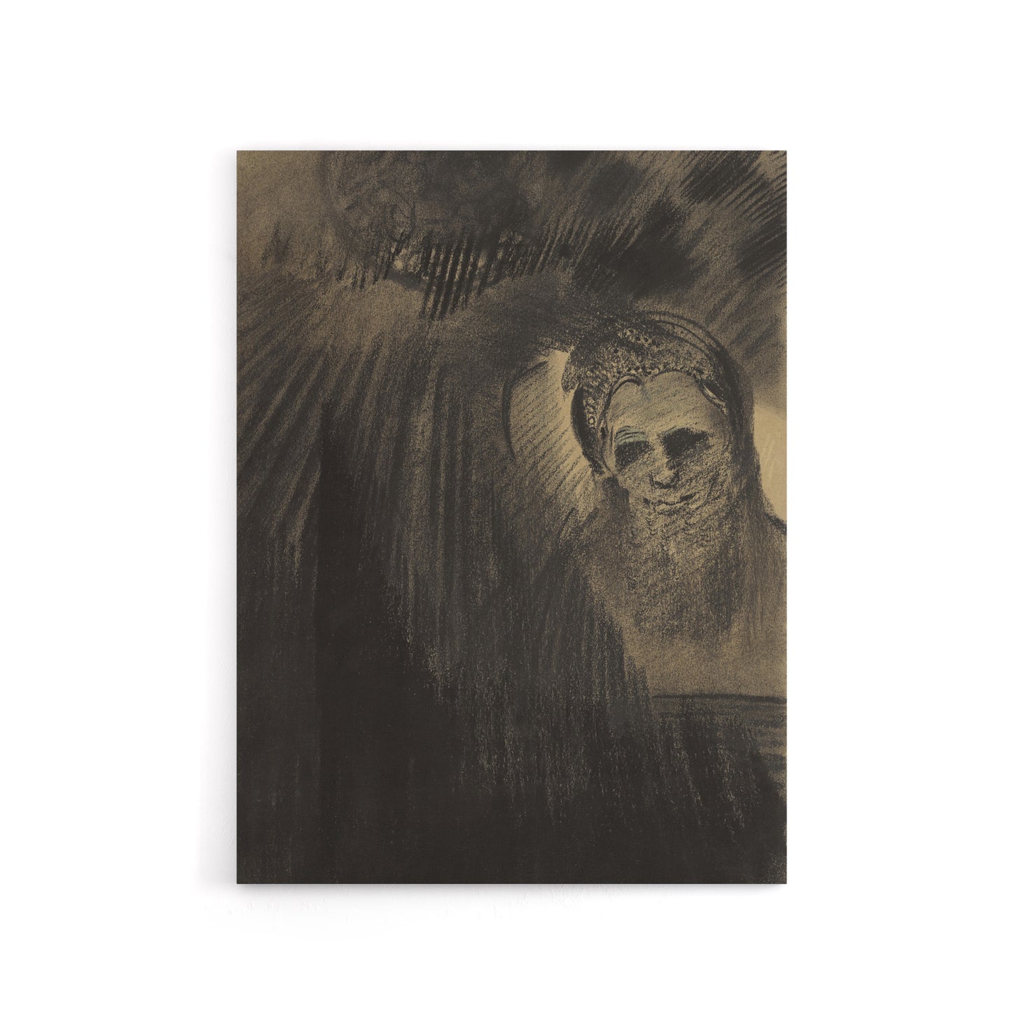Apparition Eerie Charcoal Painting Redon Vintage Canvas Wall Art