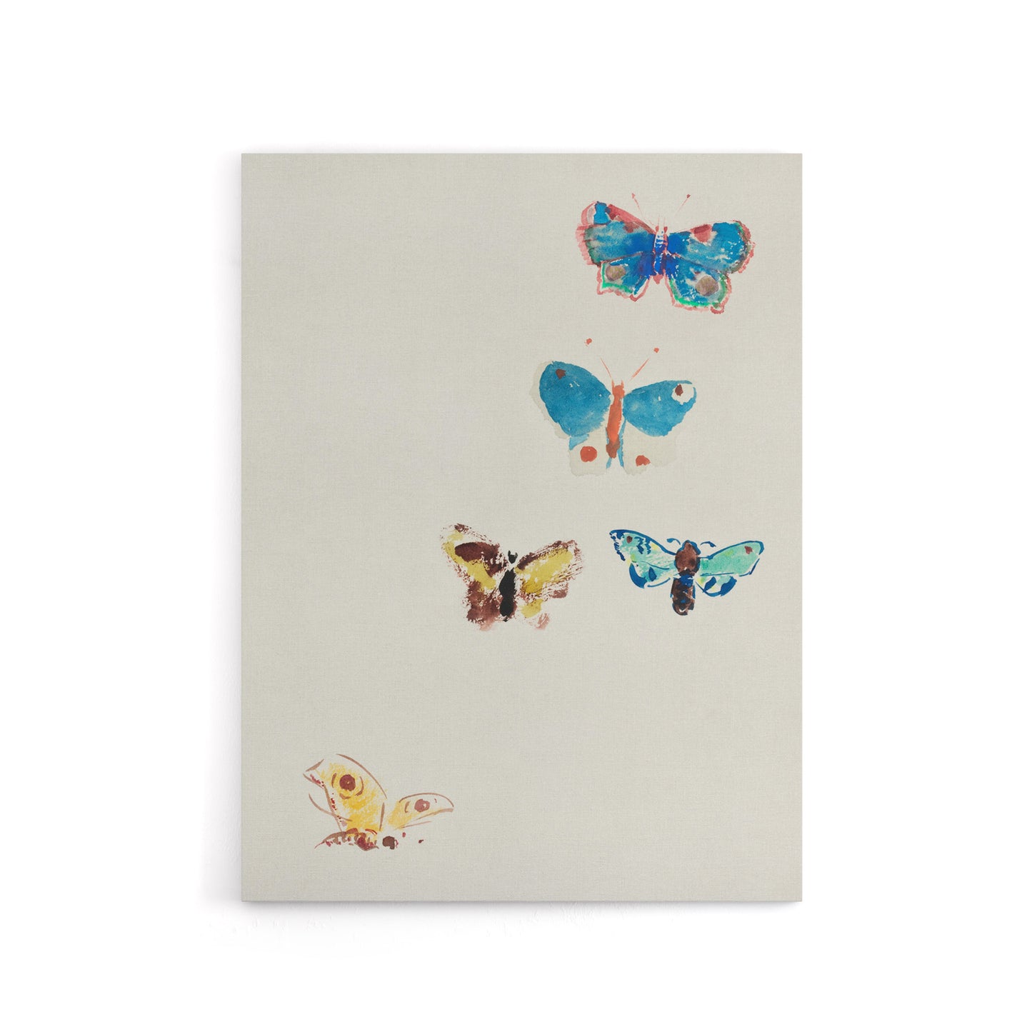 Five Butterflies Watercolour Redon Vintage Canvas Wall Art