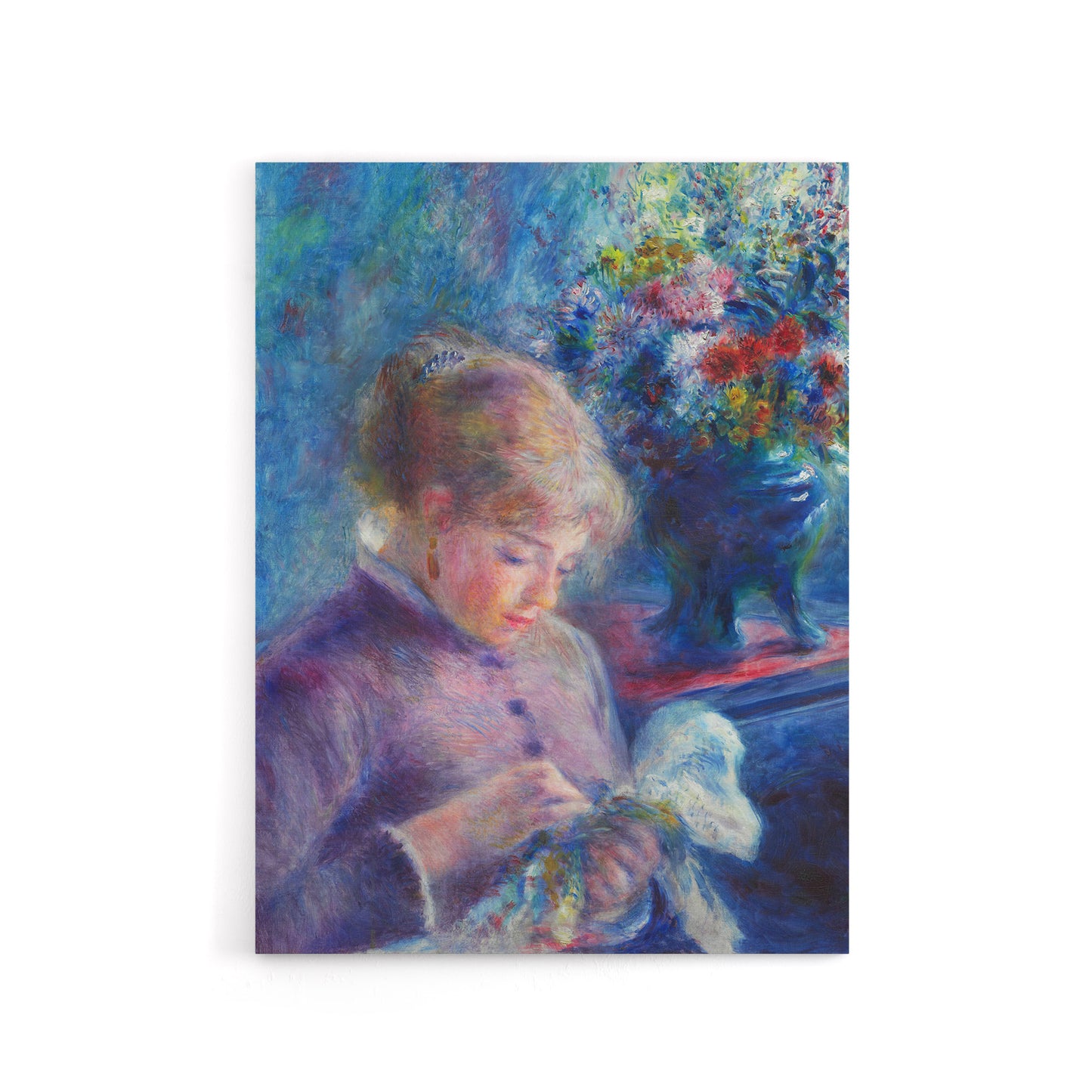 Young Woman Sewing Renoir Vintage Canvas Wall Art