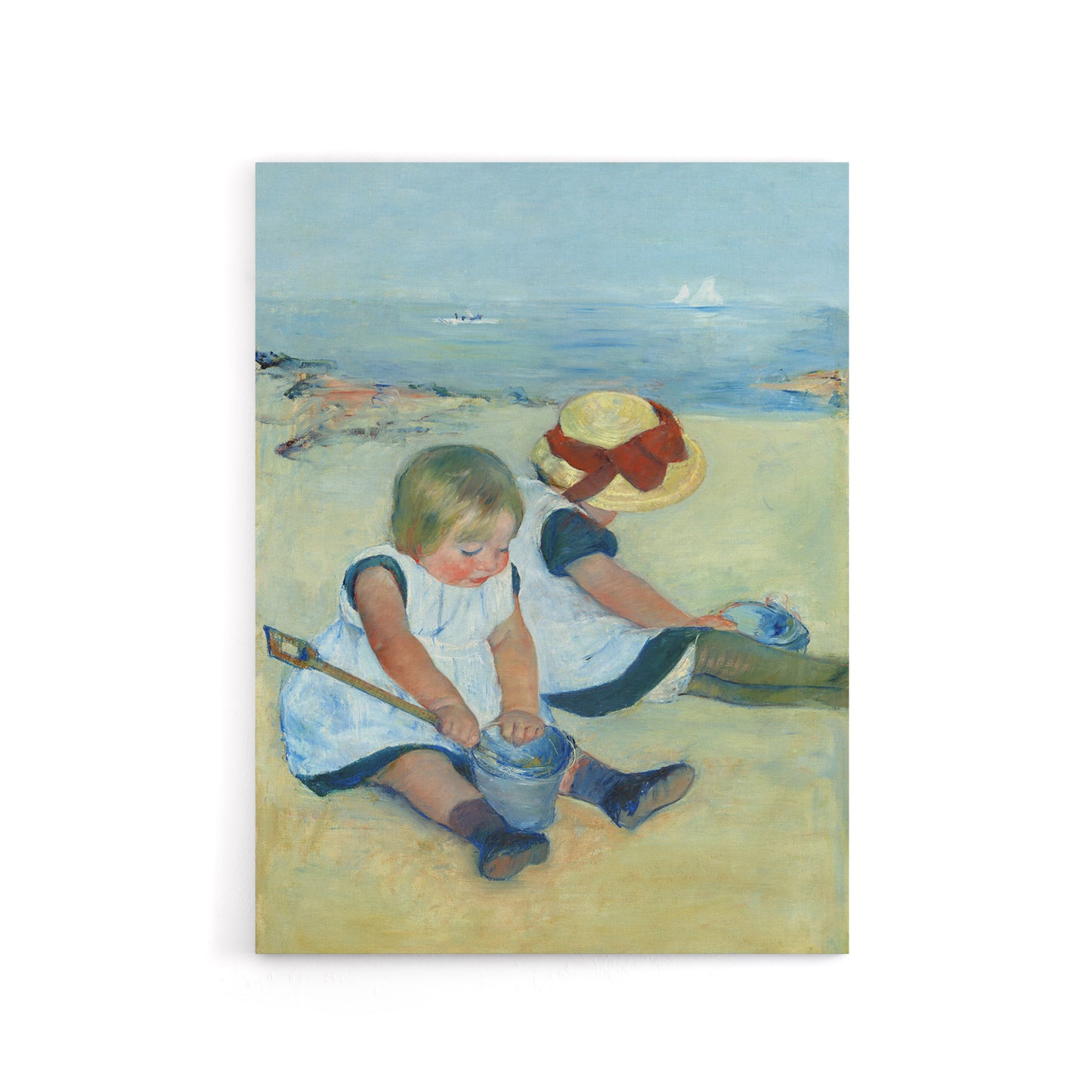 Children Playing on the Beach Cassatt Vintage Canvas Wall Art