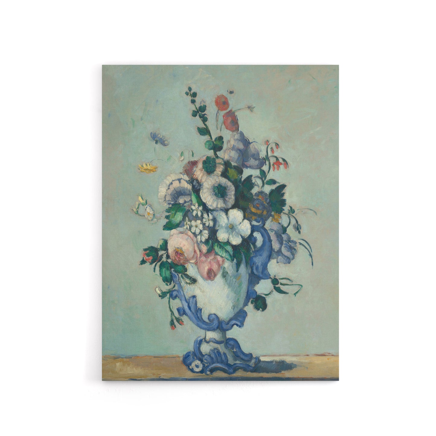 Flowers in a Rococo Vase Still Life Cezanne Canvas Wall Art Print